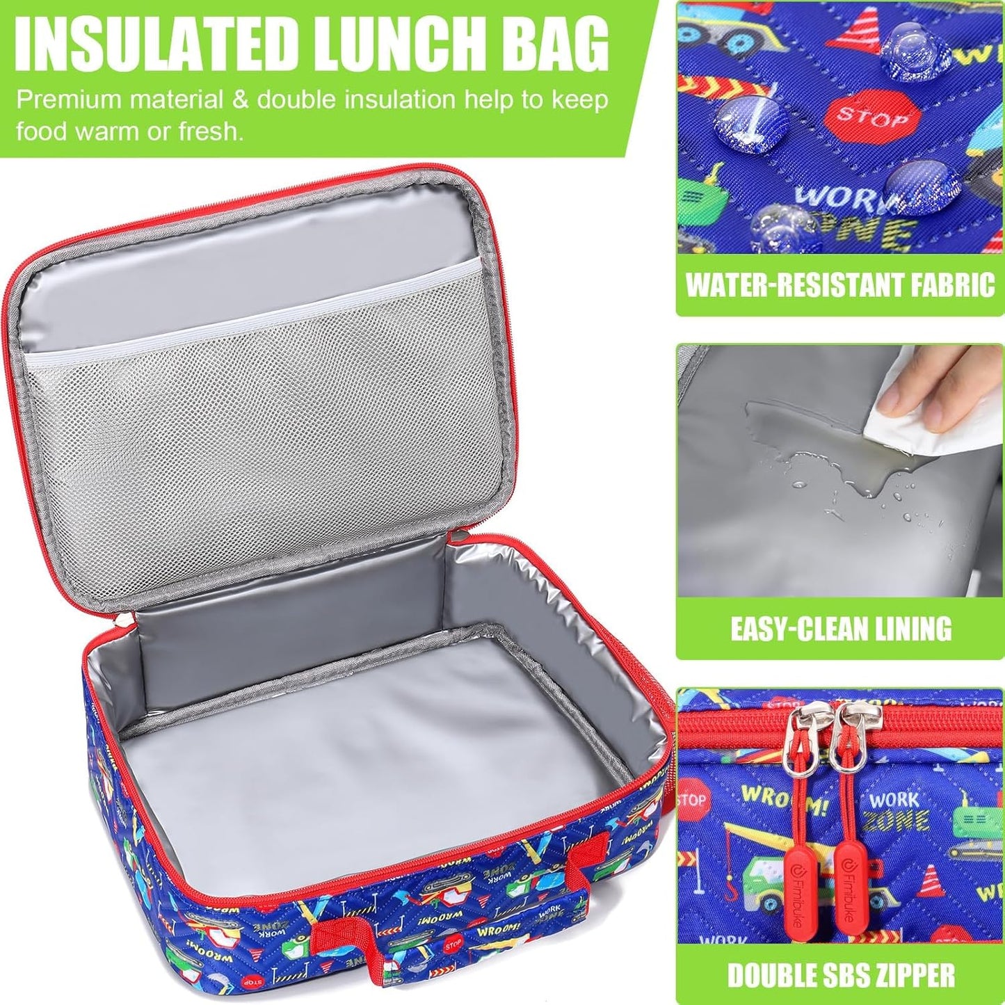 Fimibuke Kids Bento Snack Lunch Box with 4 Compartment, Insulated lunch Bag, Stainless Steel Vacuum Thermos Food Jar, Ice Pack, Utensils Set, Birthday Gift for Age 3-12 Back to School Toddler Girl Boy