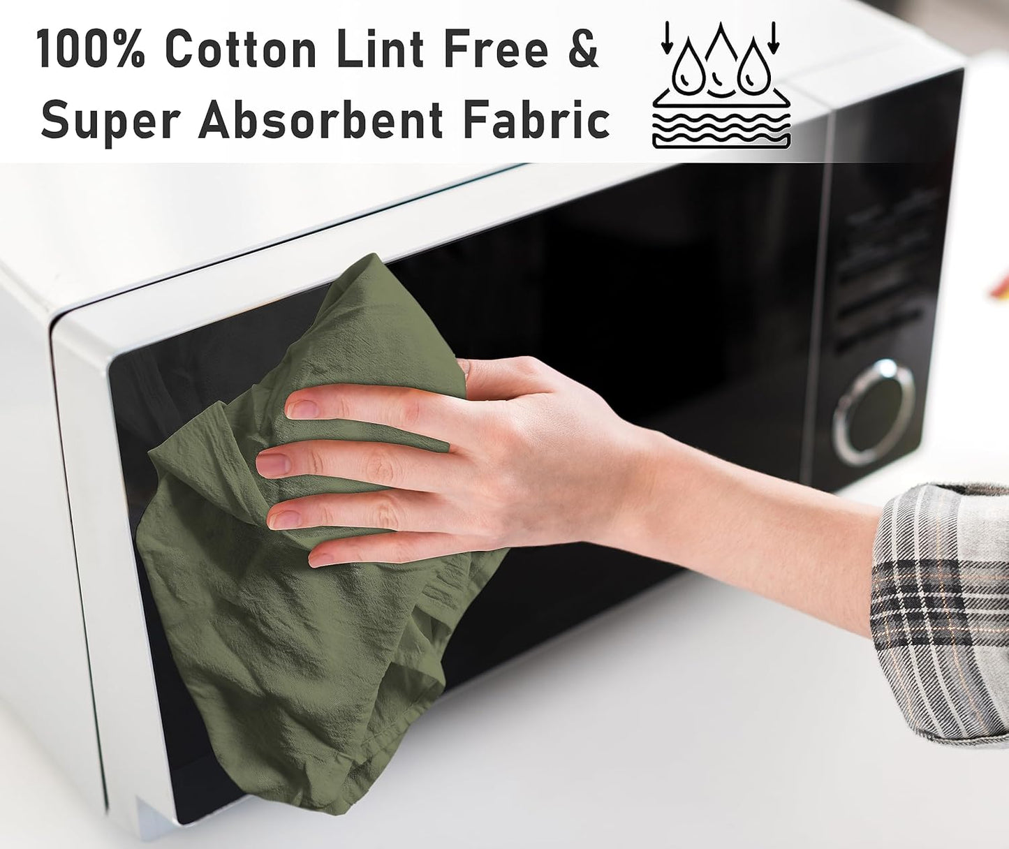 RUVANTI Flour Sack Towels 24 Pack 28x28 Inch, 100% Cotton Tea Towel, Reusable, Machine Washable, Absorbent BarTowels - Dish Cloth Perfect for Drying Dishes & Cleaning - Martini Olive