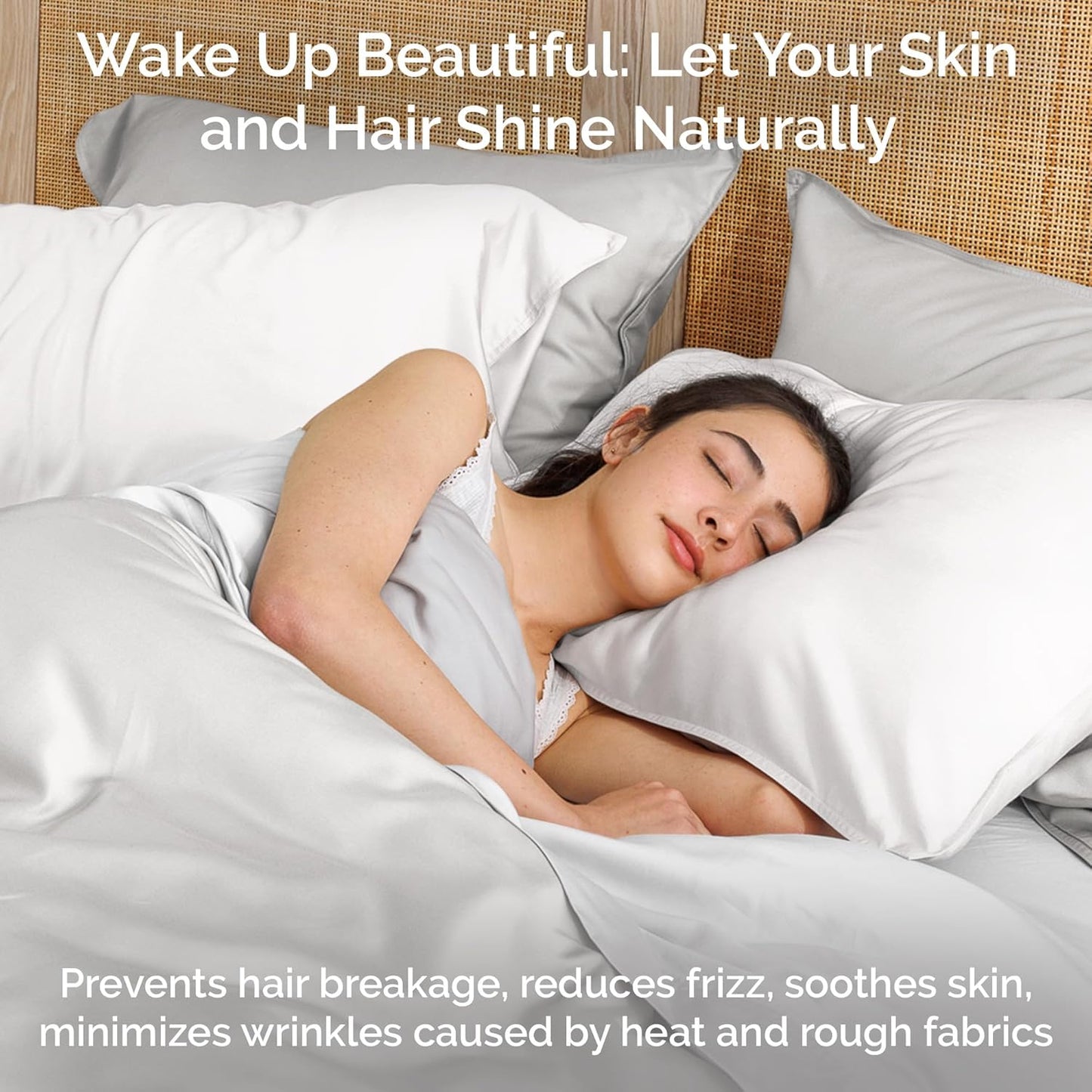 100% Viscose from Bamboo Sheets Full Size, Super Soft Bedding Set, 4PC Cooling Sheets for Hot Sleepers, Vegan Silk Moisture Wicking, Organically Grown Bedsheet, White - 54" x 75"