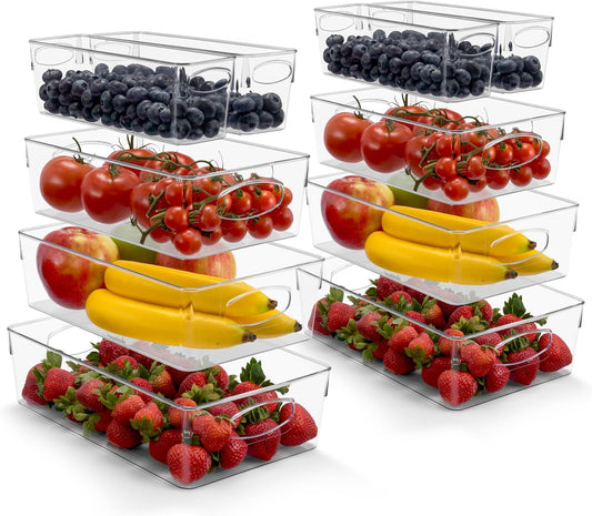Sorbus Clear Plastic Organizing Bins 10-Pack, Clear Bins, Refrigerator & Pantry Organizer