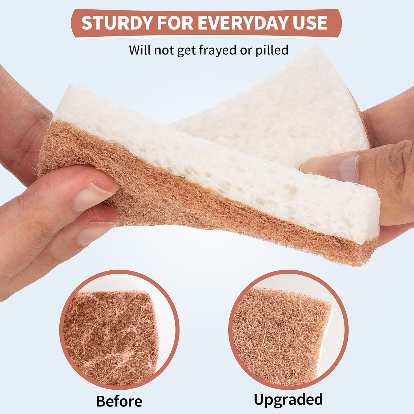 HOMERHYME Natural Dish Sponge 24 Pack, Non-Scratch Scrub Sponge, Eco Multipurpose Kitchen Sisal Fiber Cellulose Sponge, Odor-Less Dual-Sided for Dish Washing & Household Cleaning