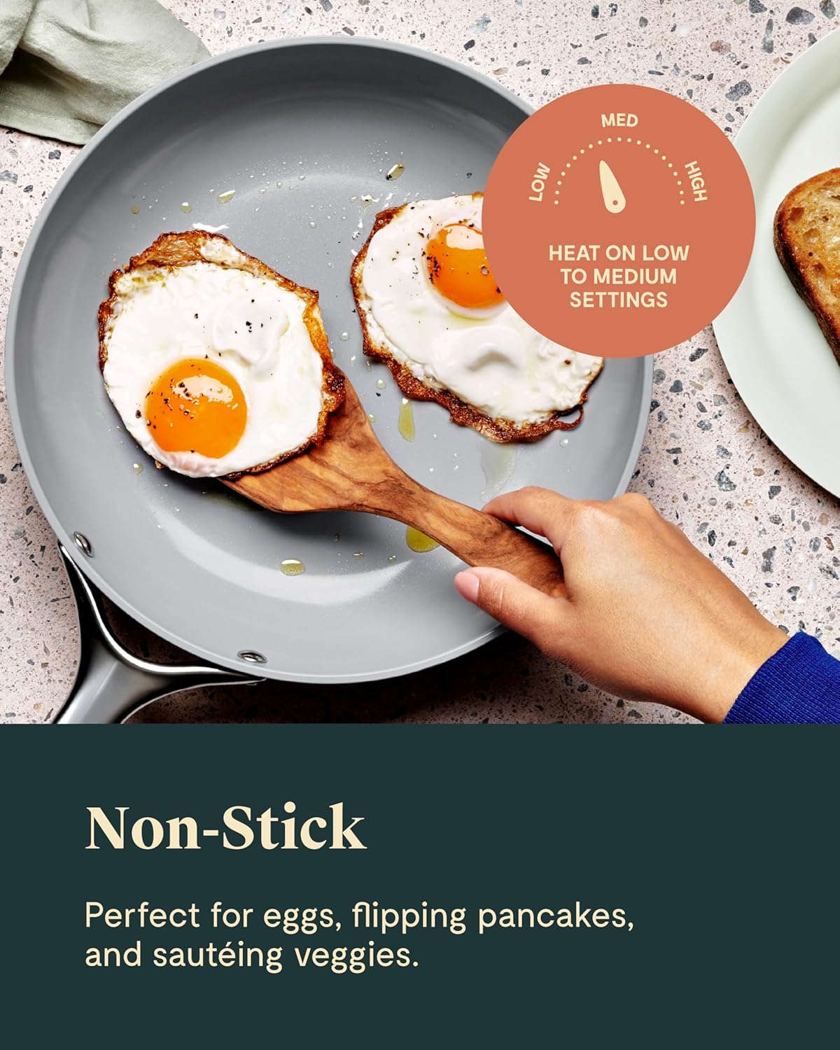 Caraway Nonstick Ceramic Frying Pan With Glass Lid (2.7 qt, 10.5") - Non Toxic, PTFE & PFOA Free - Oven Safe & Compatible with All Stovetops (Gas, Electric & Induction) - Sage