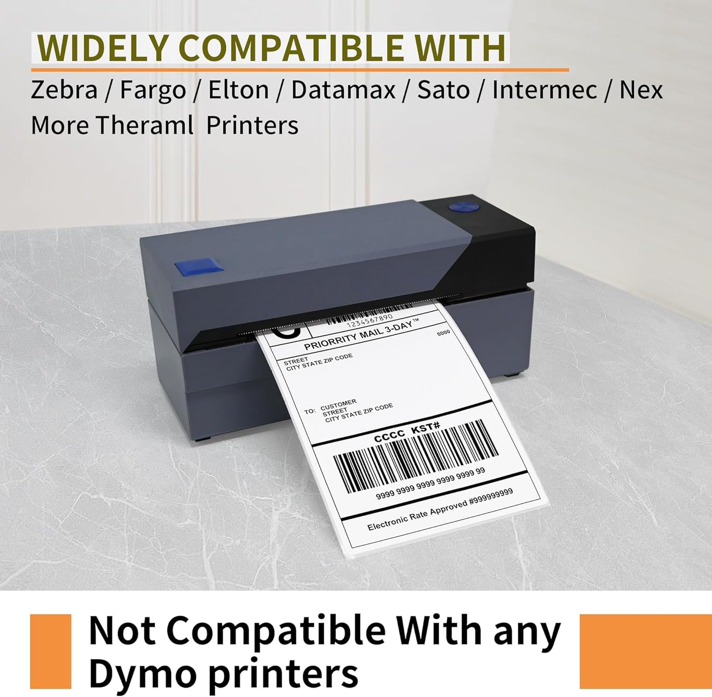 L LIKED 4000 Fanfold 4 x 6 Direct Thermal Shipping Labels, with Perforated Line, Compatible with Zebra & Rollo Printer, White, Commercial Grade