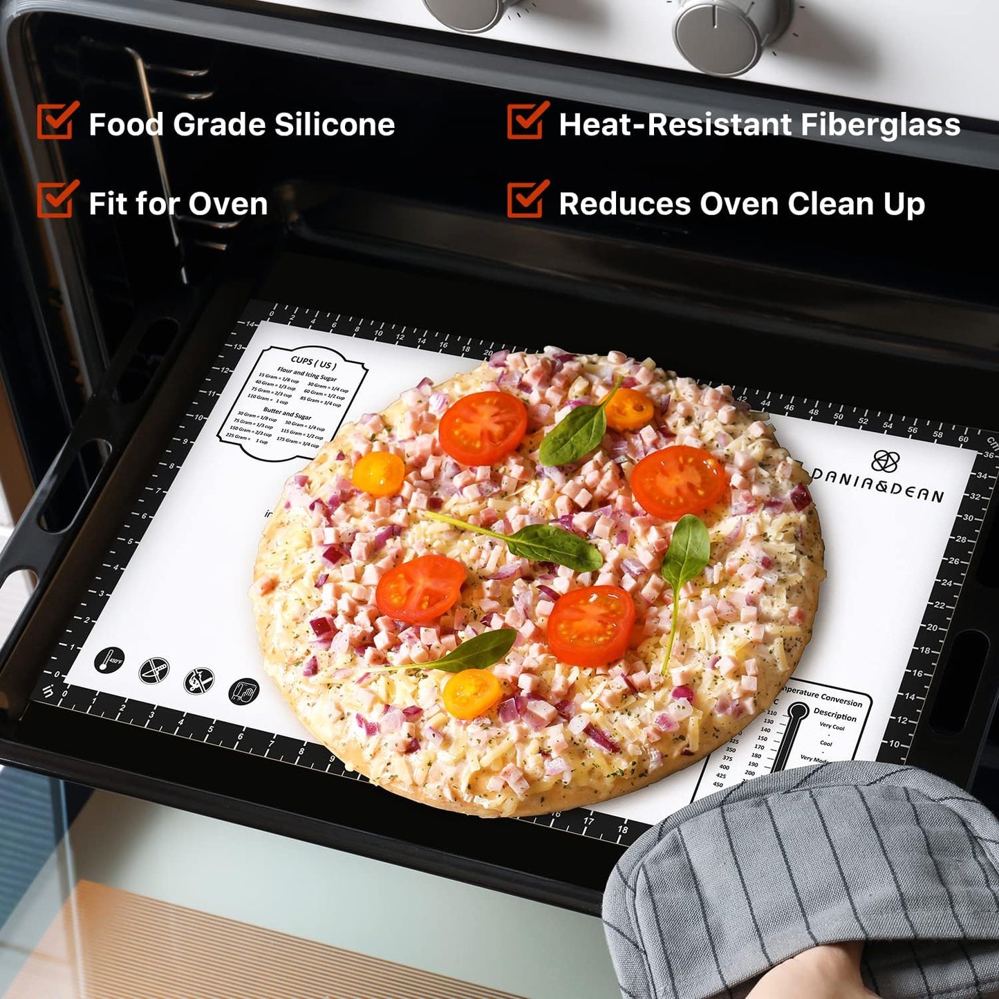 Pastry Mat, 28" x 20" Food Grade Silicone Extra Large Non Stick Baking Sheet Mat with Measurement for Making Cookies,Macarons,Bread and Pastry