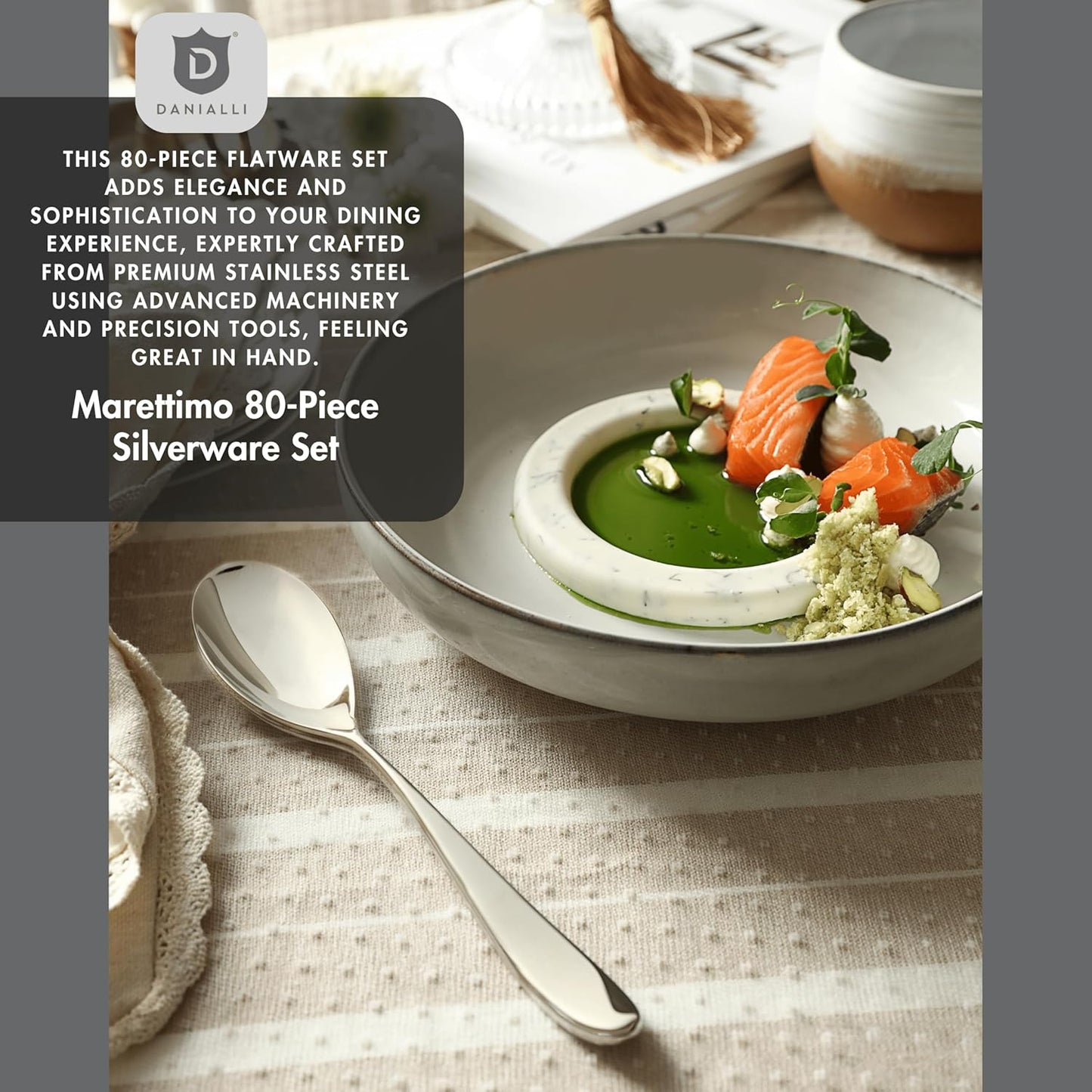 Silverware Set for 16 | 18/10 Stainless Steel Flatware Set | Mirror Finish, Heavy-Duty, Dishwasher Safe, Elegant & Durable, Built to Last (80-Piece, Marettimo)