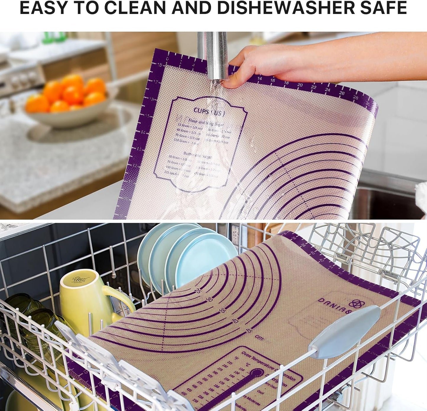 Baking Mat, 24" x36" Silicone Extra Large Non Stick Baking Sheet Mat with Measurement Non-slip Dough Rolling Mat,Reusable Food Grade Silicone Counter Mat for Making Cookies,Macarons,Bread and Pastry