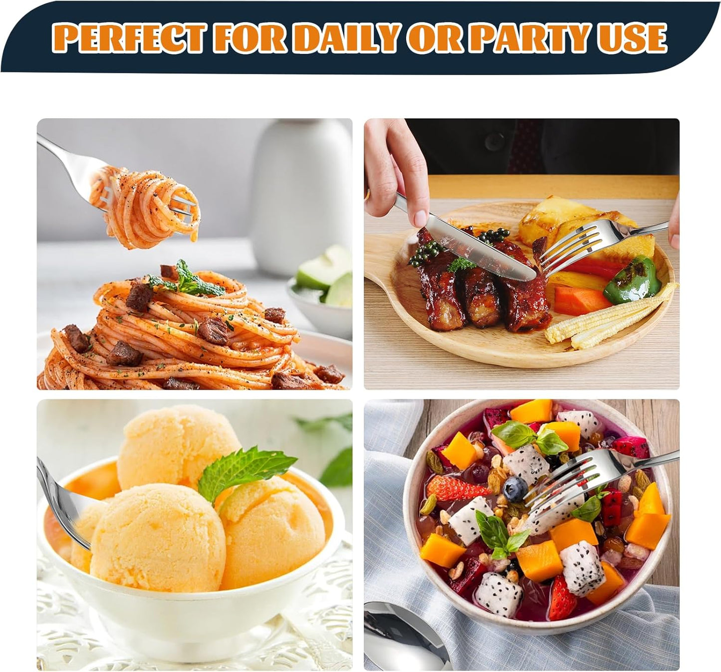 Silverware Set for 6, Heavy Duty Stainless Steel Cutlery Set Flatware Set,30 Piece Premium Silverware, Mirror Polished Modern Cutlery include Fork Knife Spoon Set,Dishwasher Safe