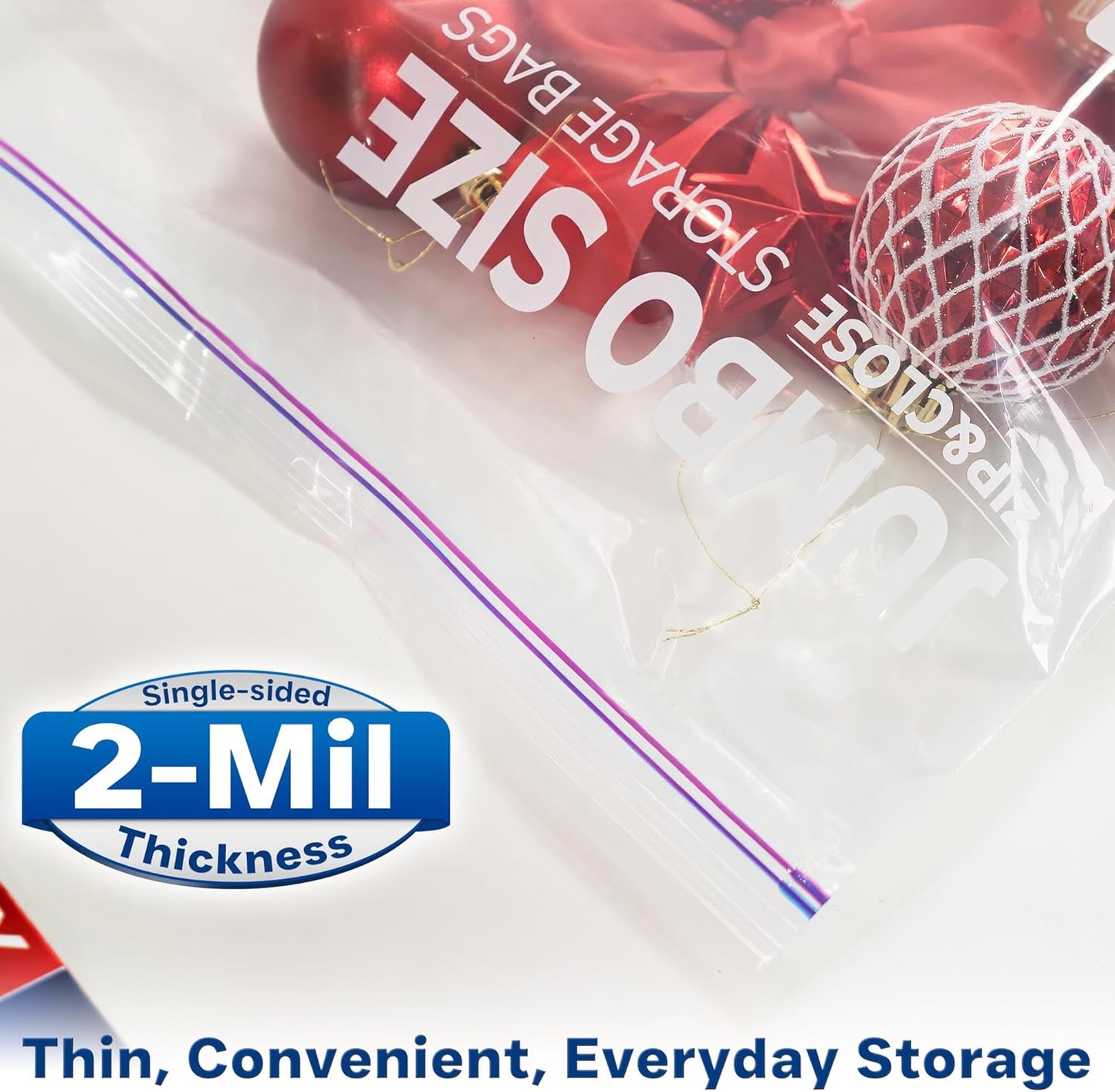 Large Storage Bags, 18"x24" Jumbo Plastic Bag, BPA Free, 5 Gallon XL Zipper Lock Baggies for Clothes Pillow Travel Moving - 100 Jumbo Bags