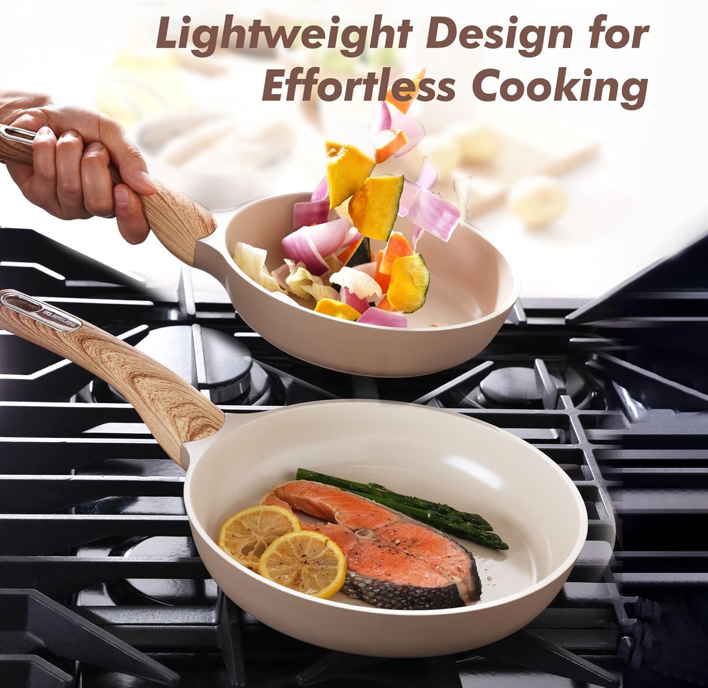 SENSARTE Ceramic Nonstick Frying Pan Small Skillet 8Inch Non Stick Omelette Pans, Non-toxic Healthy Kitchen Cooking Chef's Pan, Free of Intentionally Added PFOA/PFAS/PTFE, Induction Compatible, Taupe