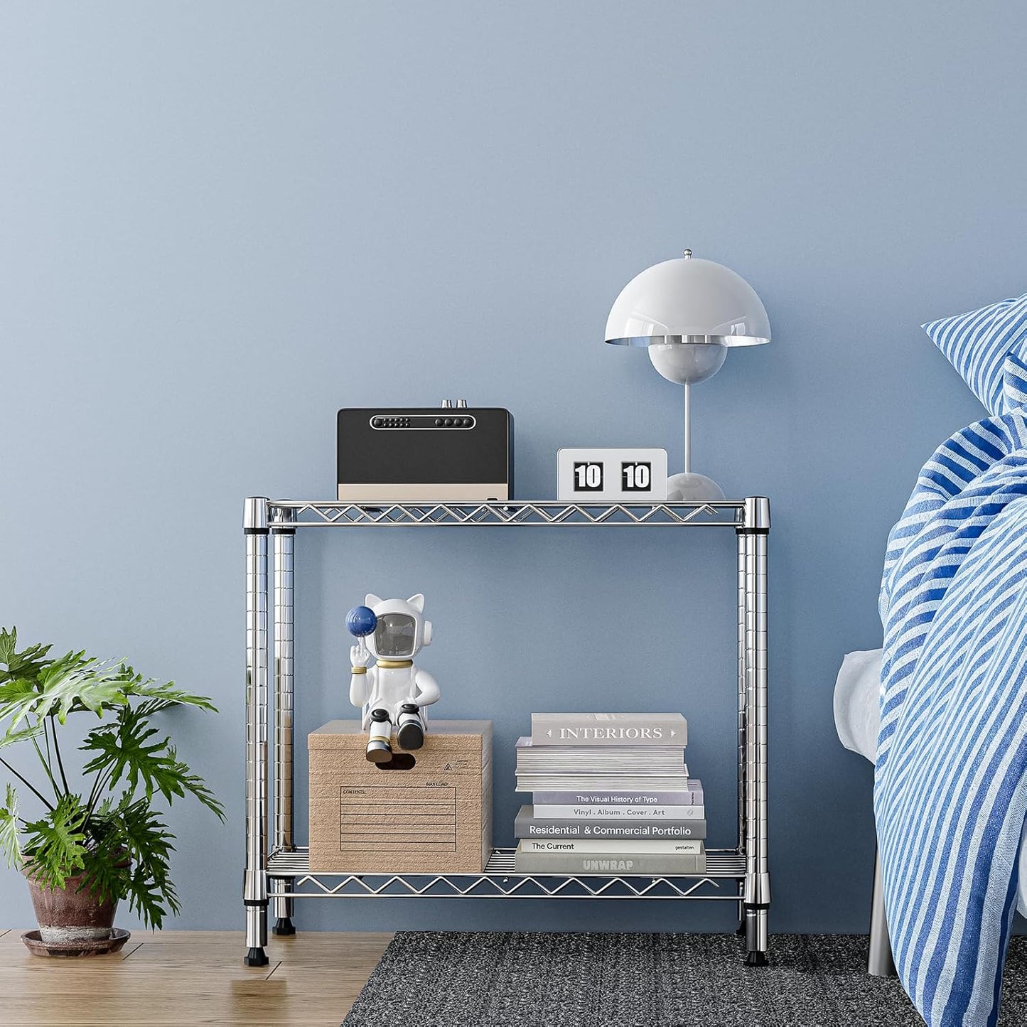 MZG 220 lbs 2 Tier Storage Rack Metal Wire Shelving Unit, Storage Standing Household Shelf Organizer for Laundry Bathroom Kitchen Pantry Closet Garage Utility Room, Chrome 11.8" D x 27.6" W x 23.4" H