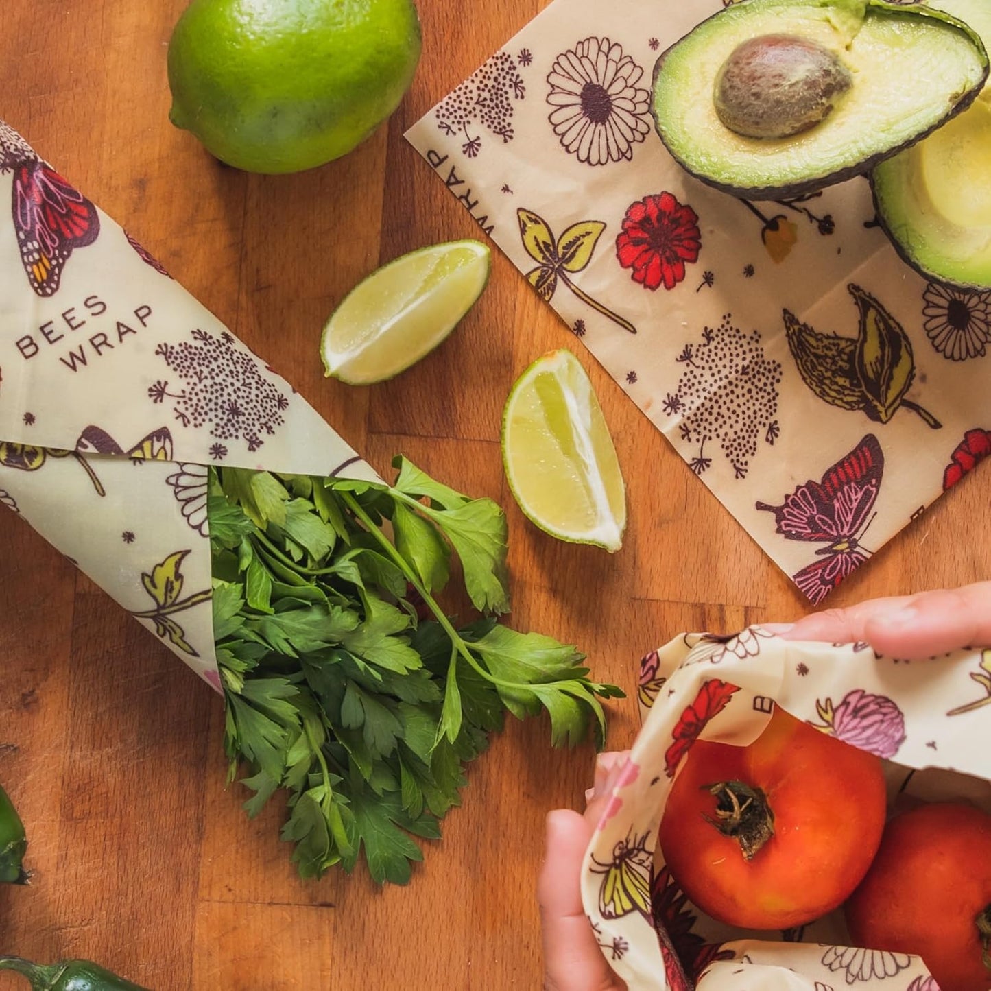 Bee's Wrap Vegan Beeswax Wraps for Food - Vegan Meadow Magic Bread Wrap - Made in USA Reusable Bread Storage Bags - Organic & Eco-Friendly Alternative to Aluminum Foil, Sourdough Bags & Plastic Wrap