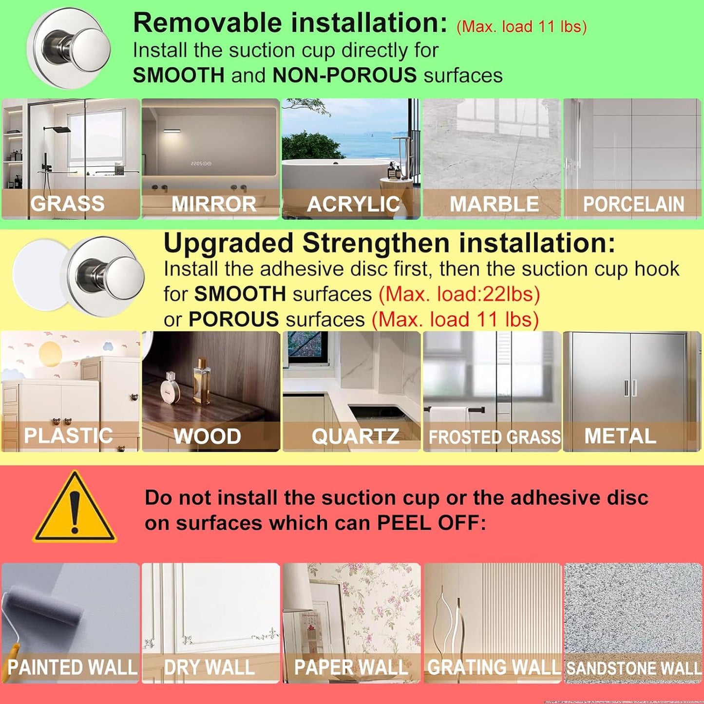 ZESLMG Suction Cup Hooks for Shower Wall, Door Wreaths, Removable Inside Shower Towel Hooks for Bathroom Window Glass Kitchen- Bath Robe Loofah Suction Hooks for Hanging More Surfaces (Black, 4 Pack)