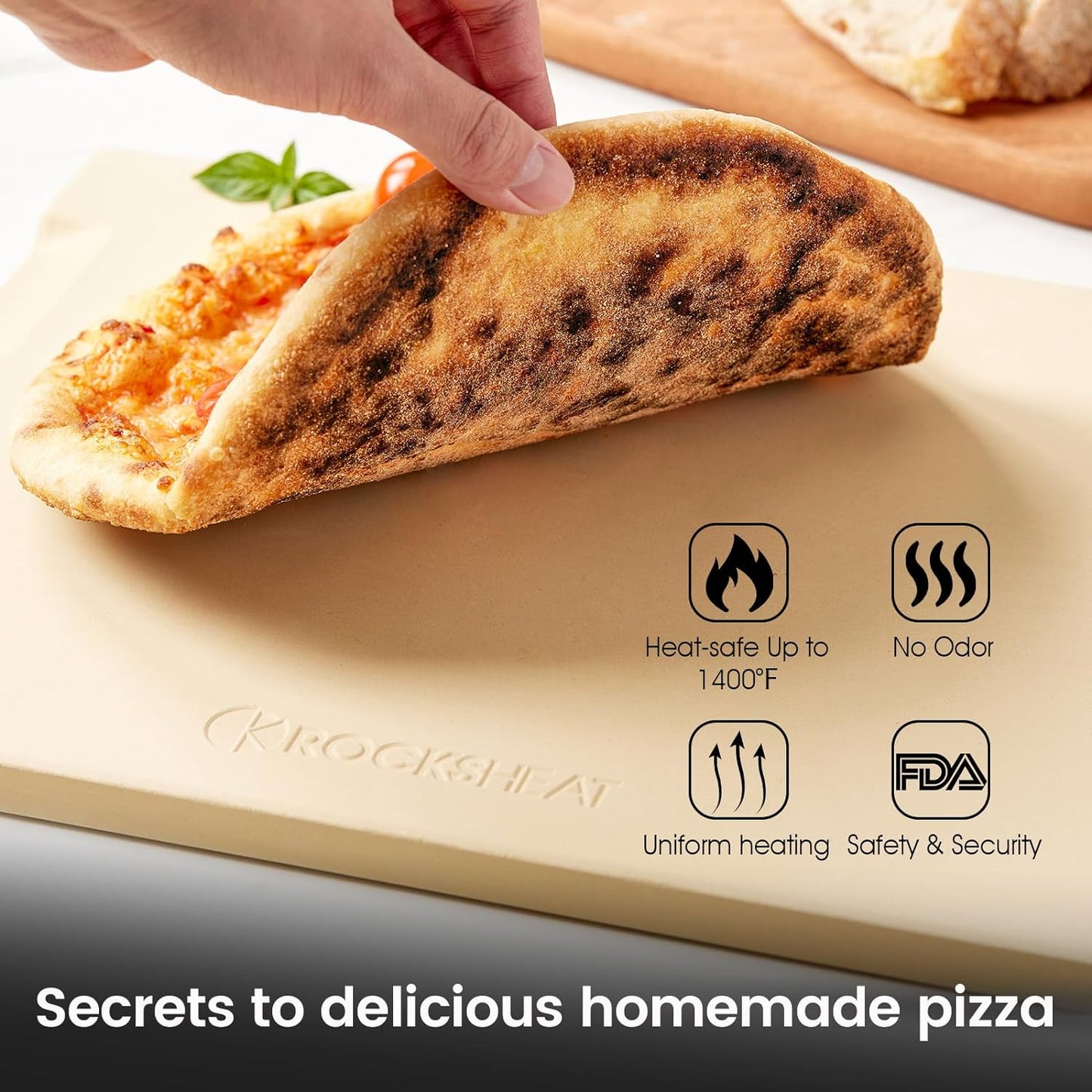 Large Pizza Stone, 20"x13.5" Rectangular Pizza Stone for Oven Grill BBQ, Baking Stone for Pizza Bread with Unique Built-in 4 Handles Design