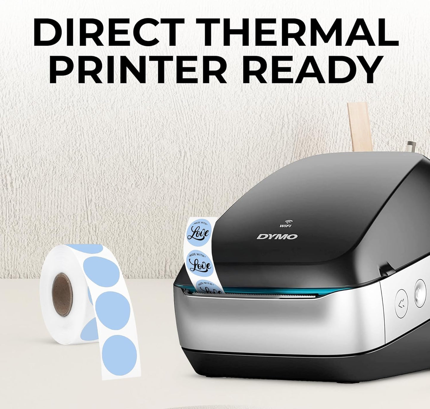 Perco Blue 1-Inch Perforated Circle Dot Thermal Sticker Labels — 735 Stickers/Roll, Direct Thermal Printer Compatible—with Permanent Adhesive for Color Coding, Garage Sales, Crafts—Made in USA