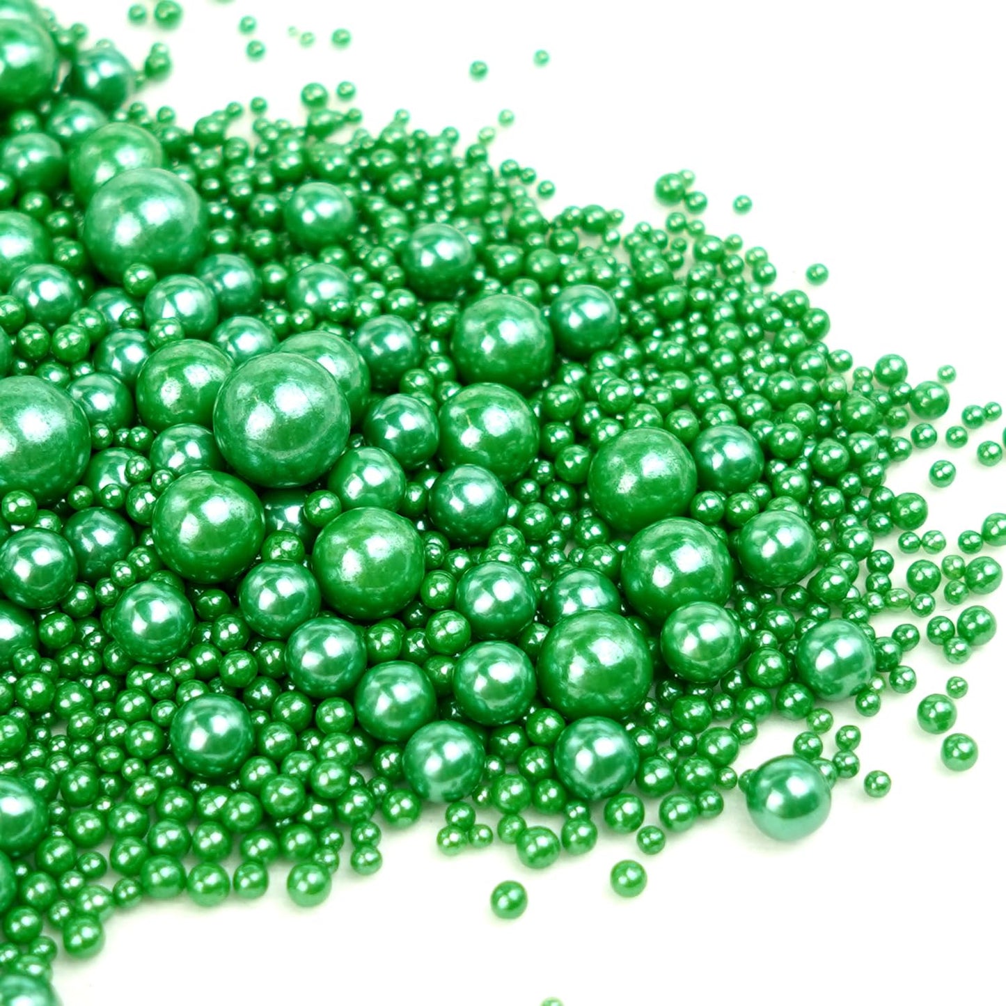 Edible Deep Green Pearl Sprinkles, 130g/4.58oz, Green Pearls Sprinkles for Cake Decorating, Cupcake Toppers, Cake Decorations