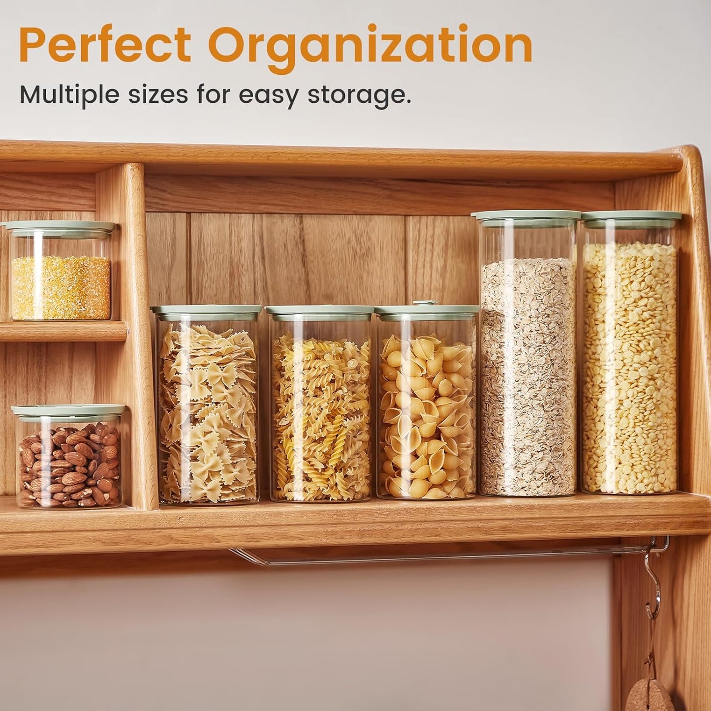 Glass Food Storage Jars with Lids[Set of 3], Perfect for Pasta, Cookies, Nuts, Coffee, Cereal, Flour, and More, Organize Your Kitchen with these BPA-Free Glass Jars with Silicone Lids