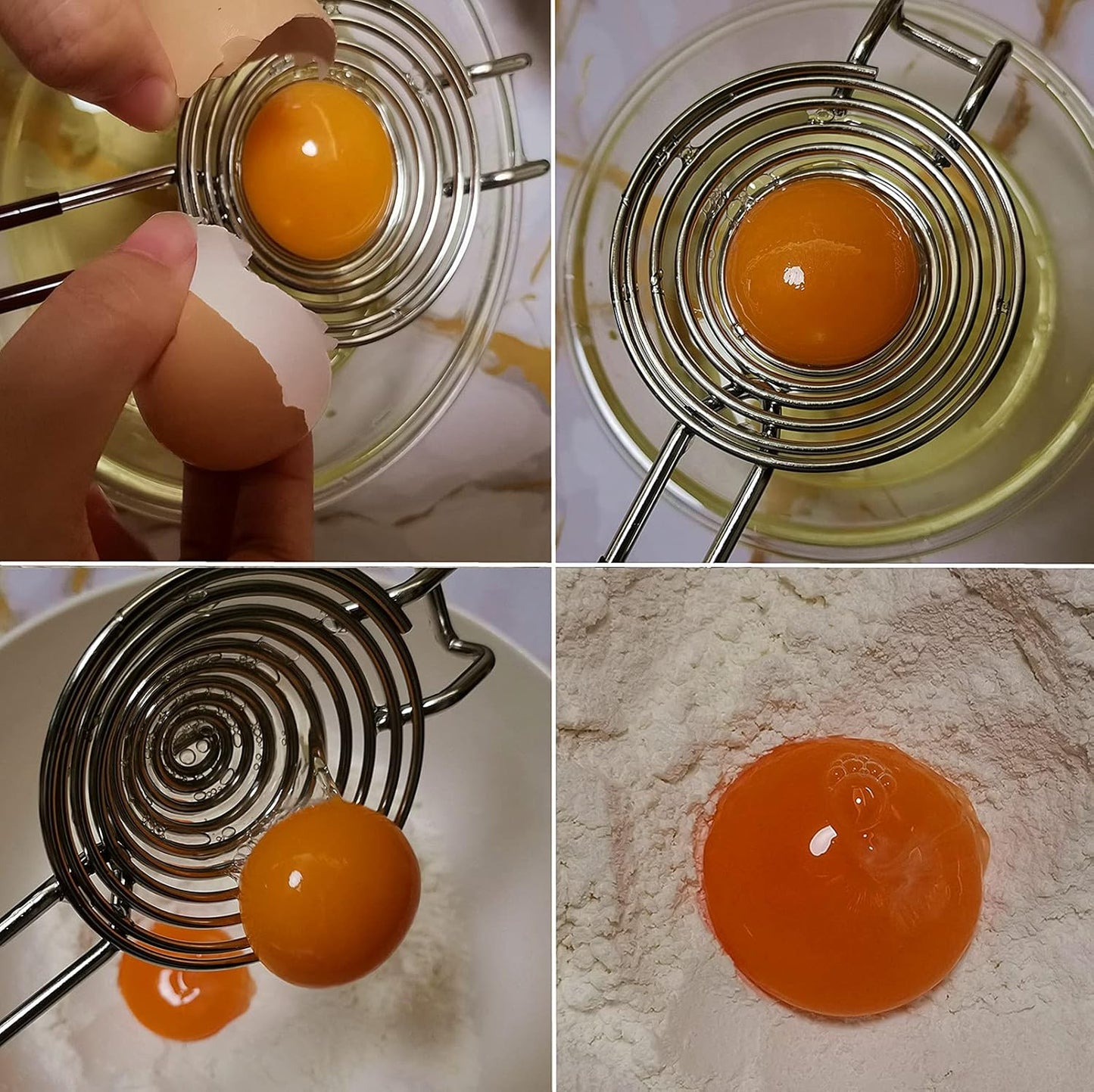 Egg Separator Egg Yolk White Separator Separation Tool Duck Eggs Separators Stainless Steel Egg Yolk Filter Long Handled Separator Divider Egg White Seperater For Cooking Baking And Stirring （Red)