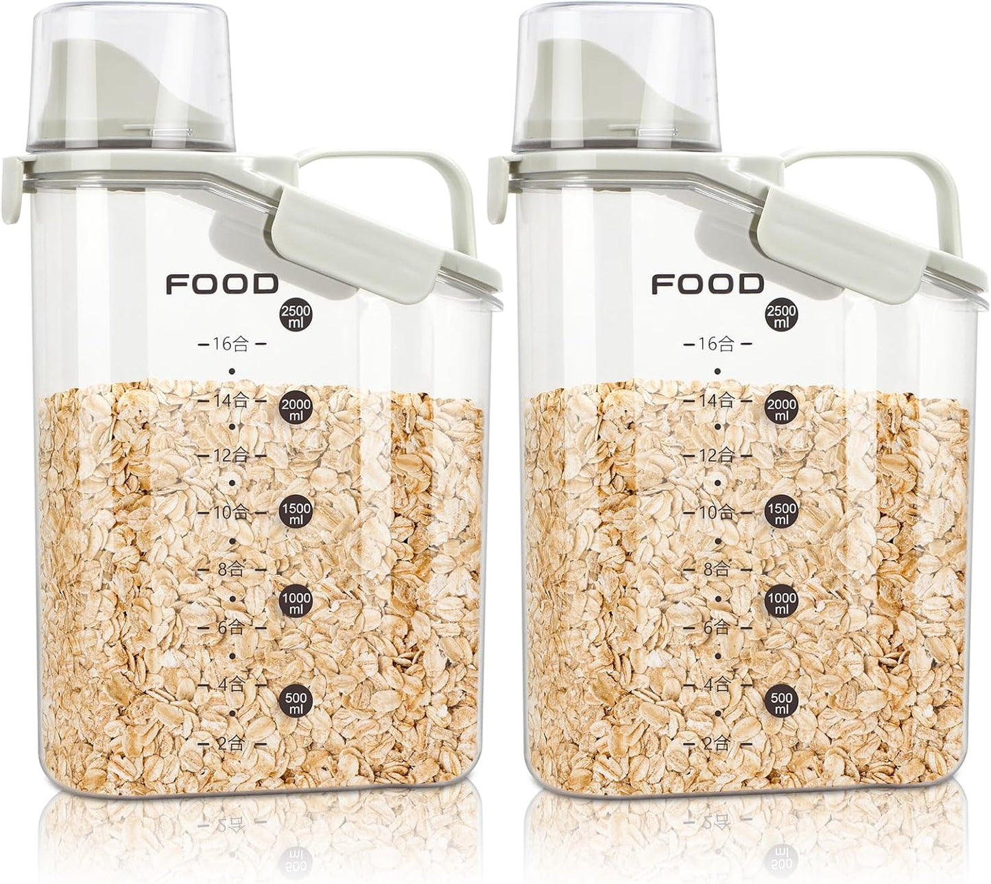 Rice Storage Container, Cereal Containers Storage, Dry Food Airtight Dispenser BPA Free, Clear Plastic Kitchen and Pantry Organization Bin (2, Sunshine Beige, 3Qt)