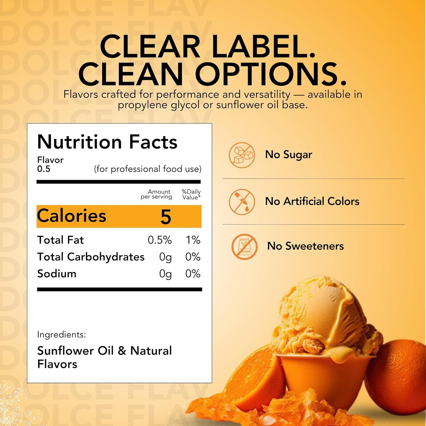 Dolce Flav Natural Orange Extract – 8 Ounce Oil-Soluble Kosher, Sugar-Free, Concentrated Citrus Flavor for Candy, Chocolates & Desserts, Includes Measured Dropper