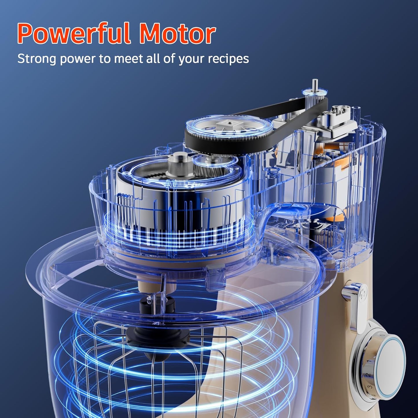 Stand Mixer, 5.5 Quart, 10 Speed Tilt-Head Food Mixer, Kitchen Electric Mixer with SS Bowl, Copper Motor, Beater, Dough Hook, SS Egg Whisk (450W Cream)