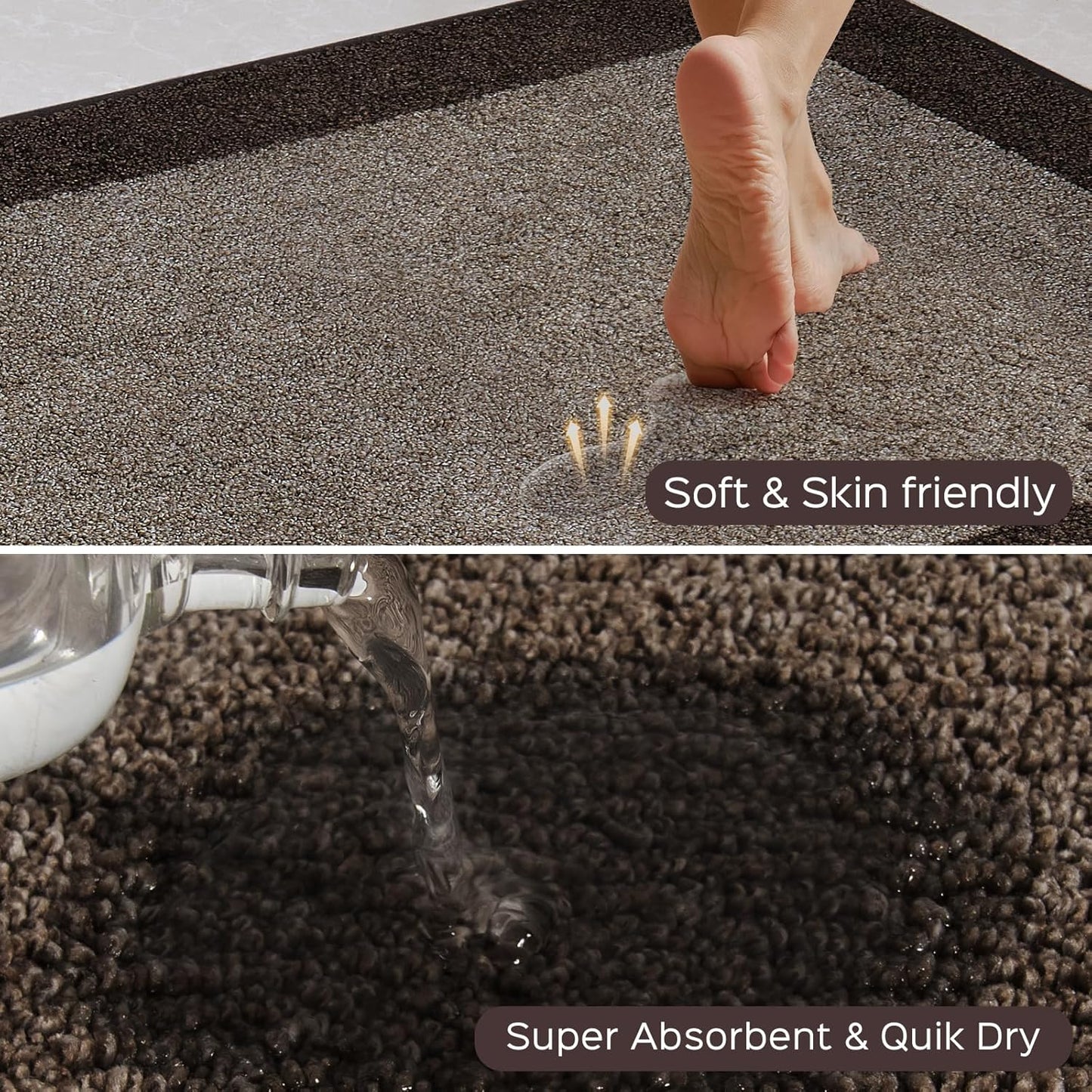 Machine Washable (24" x 36"+ 24" x 60"') Kitchen Rugs Set of 2, Non Slip Kitchen Mats for Floor, Absorbent Entrance Runner Rugs for Bedroom, Hallway, Bathroom, Door (Roll Packing)