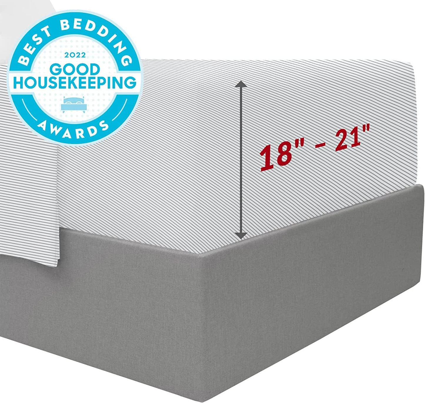 Mellanni Extra Deep Twin XL Sheets - 3 PC Iconic Collection Bedding - Luxury, Ultra Soft, Cooling Bed Sheets - Wrinkle, Fade, Stain Resistant (Twin Extra Long, Pinstripe Gray)