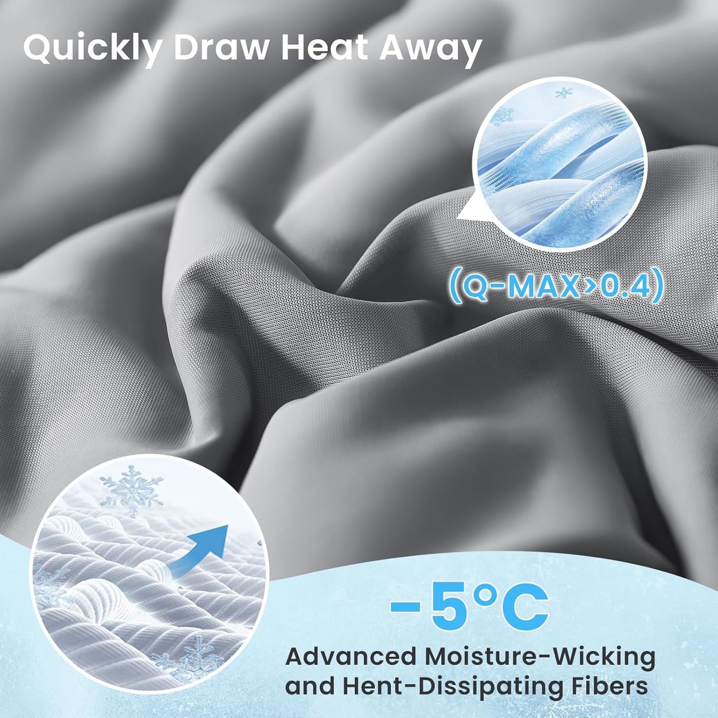 HYLEORY Cooling Comforter King Size - Summer Cooling Blanket for Hot Sleepers/Night Sweats, Double-Sided Cold Touch Silky Ice Comforters, Breathable Lightweight Beddings, Cool Gray, 108"x90"