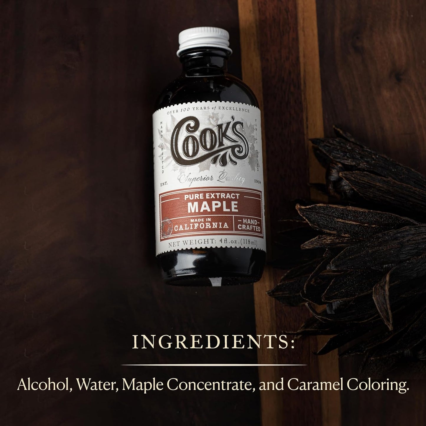 Cook's, Pure Maple Extract, All Natural Premium Maple Sap from Vermont's Finest Maple Trees, 8 oz