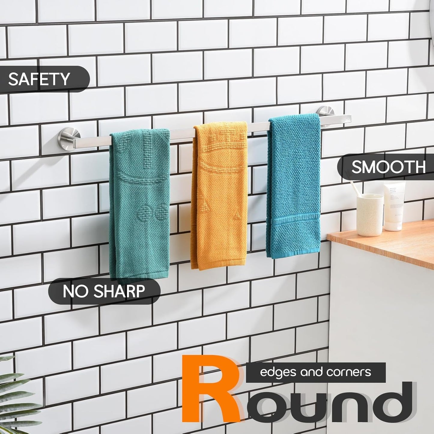 36 Inch Bathroom Towel Bar Bath Towel Rack Kitchen Towel Holder Long Towel Rails Wall Mounted SUS304 Stainless Steel Brushed Nickel AN4001BR-L36