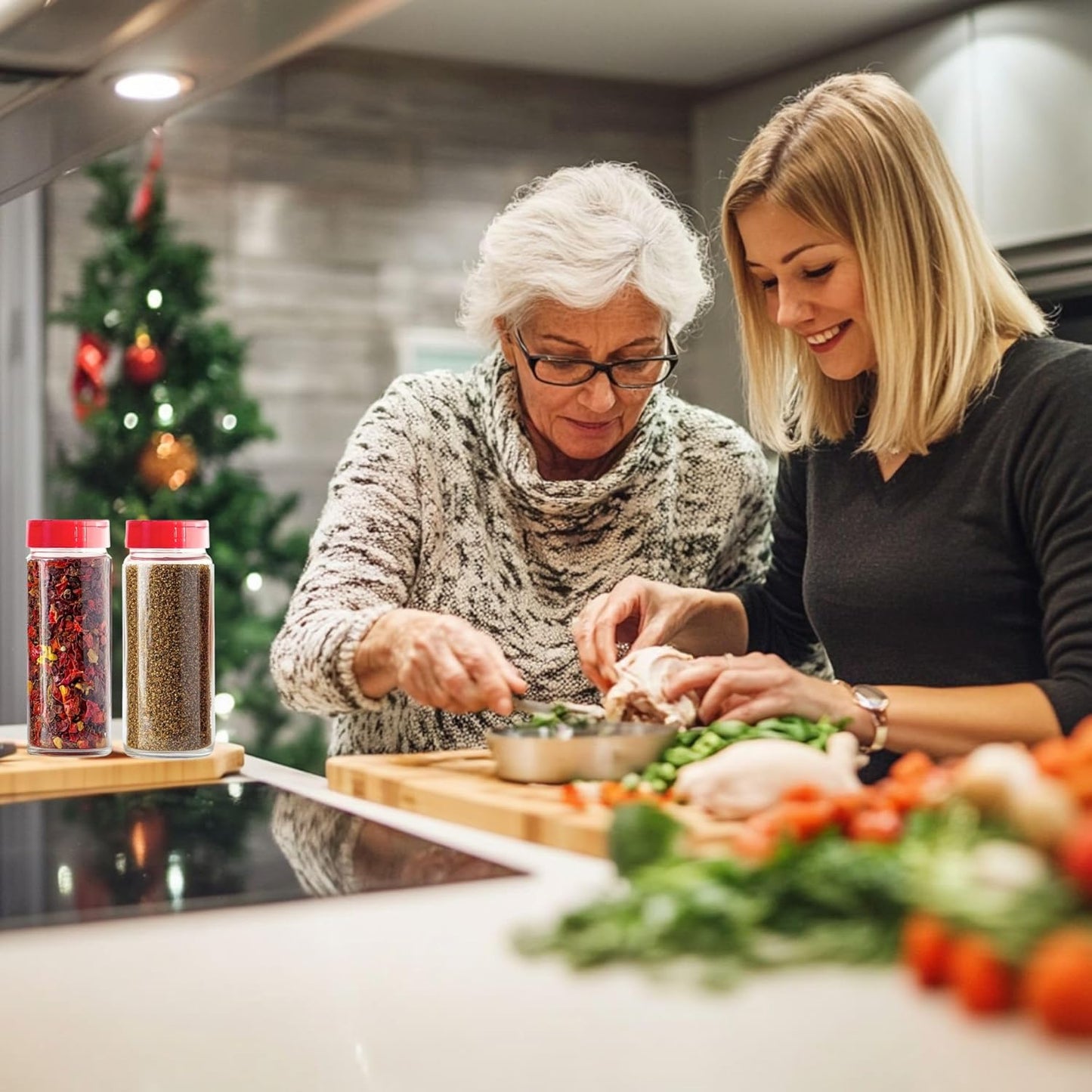 JARMING COLLECTIONS Glass Spice Jars with Shaker Lids - Spice Containers 16 oz Popcorn Seasoning Shaker or Parmesan Cheese, Cinnamon Sugar Dispenser