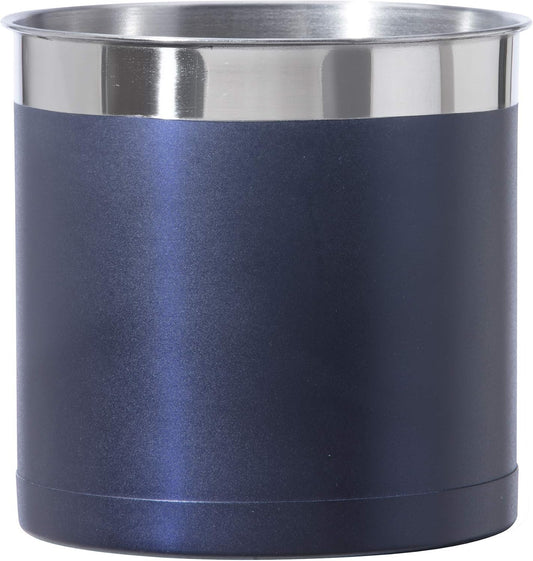 Oggi Stainless Steel Jumbo Utensil Holder - 7" Utensil Caddy, Weighted Base for Stability - Extra Large Utensil Crock and Countertop Utensil Organizer, Blue