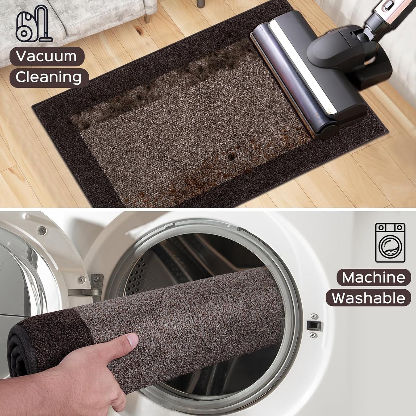 Machine Washable Kitchen Rug 32" x 72", Non Slip Indoor Door Rug, Absorbent Entrance Runner Rug for Bedroom, Hallway, Bathroom, Floor (Roll Packing)