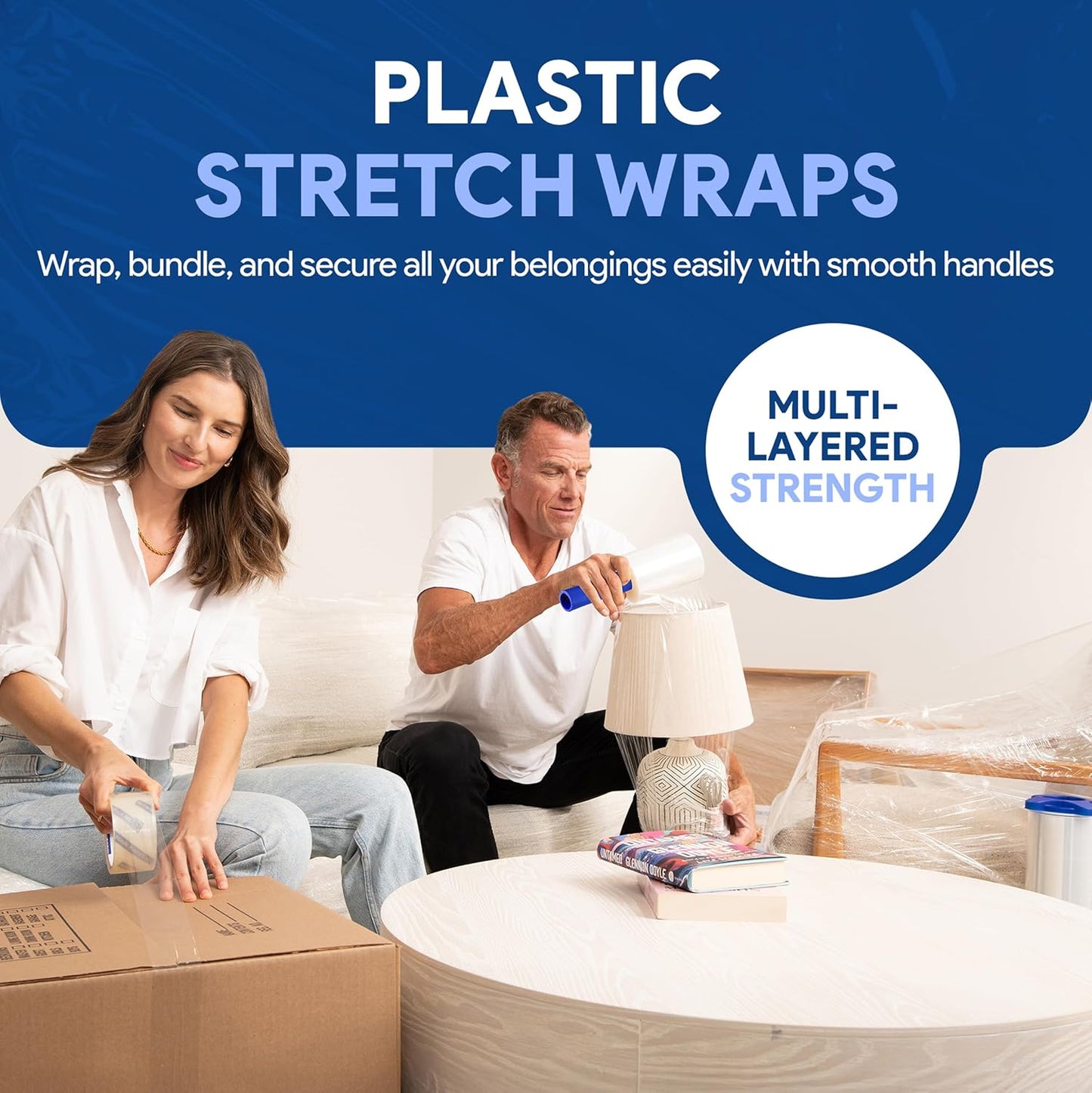 International Plastics Co. 5" Plastic Stretch Film Wrap with Rotating Handle 1000 feet 500% Stretch Ability