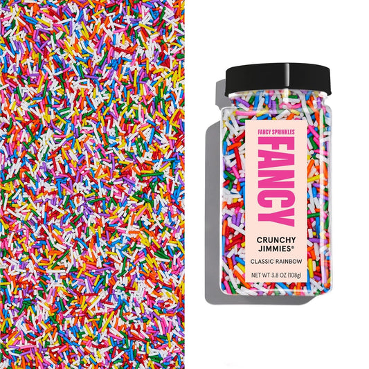 Fancy Sprinkles Classic Rainbow Crunchy Jimmies, Real Sugar, For Ice Cream, Cookies, Cakes, Cupcakes, Dessert Decorating, Original, Mulit-Colored, Rainbow Sprinkles (0.5c)