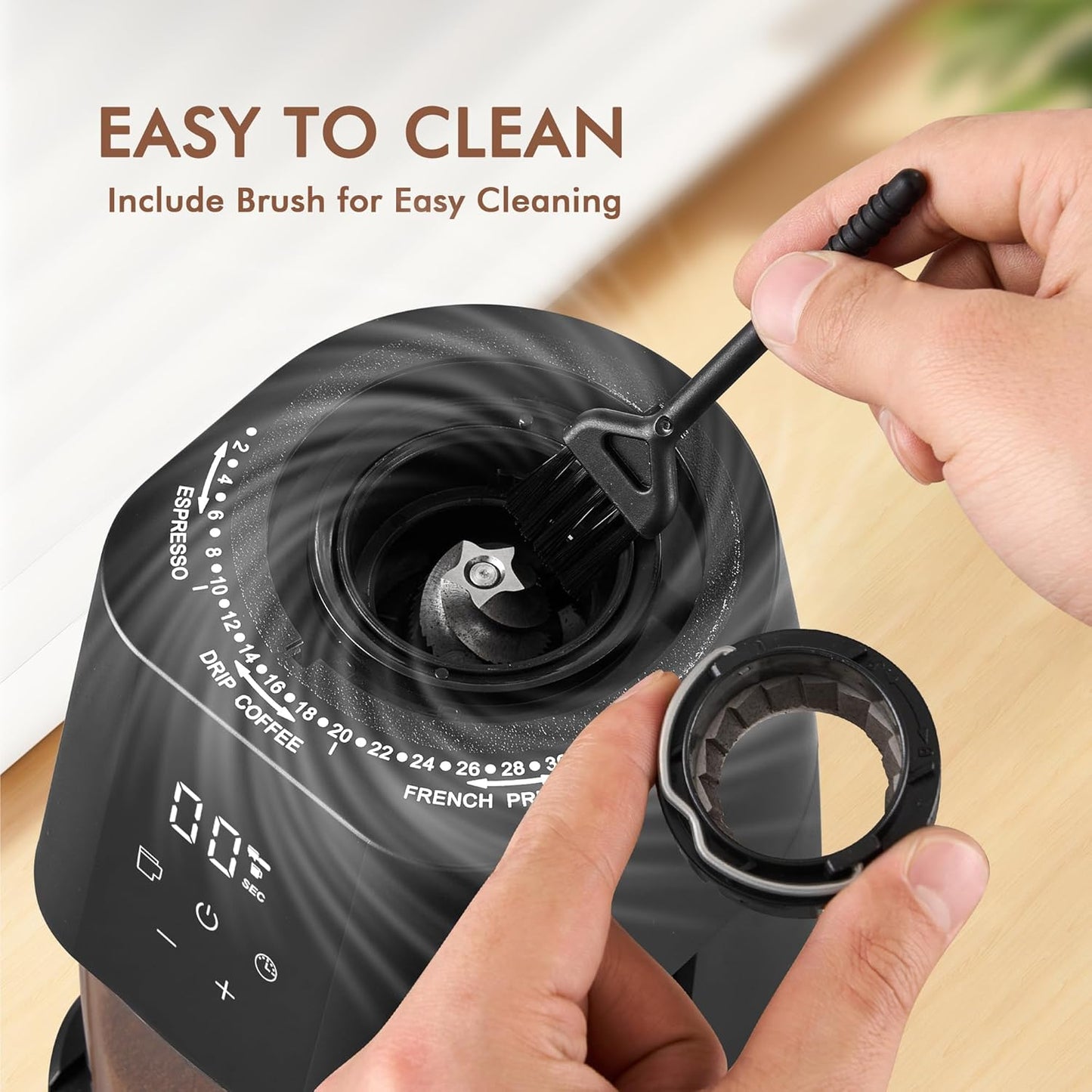 Burr Coffee Grinder Electric, Adjustable Burr Mill with 30 Grinding Settings, Coffee Bean Grinder with Touchscreen, 2-12 Cups