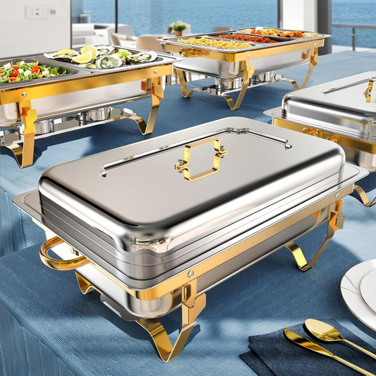 9Qt 4 Pack [Multiple Food Pans Combo] Chafing Dishes for Buffet | High Grade [Durable and Hard] Chafing Dish for Parties, Events & Weddings, Indoors & Outdoors