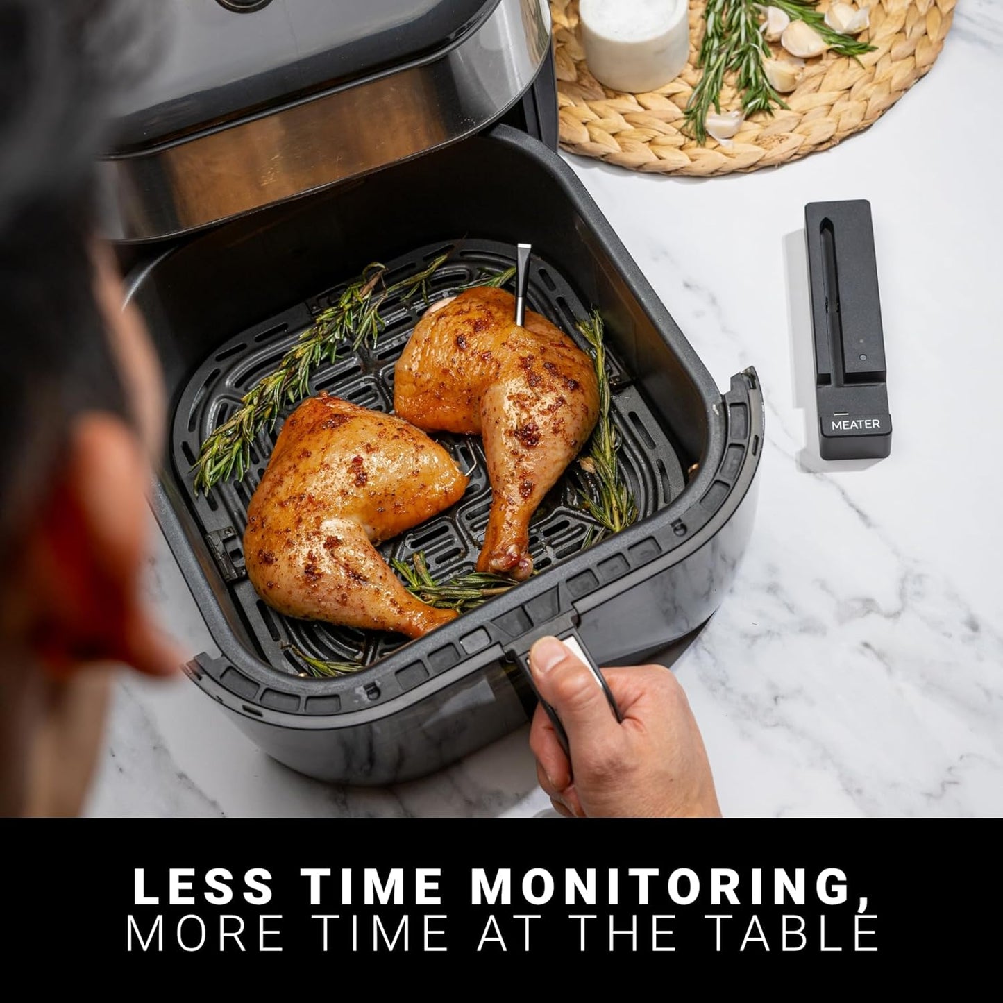 MEATER SE: Smart Bluetooth Meat Thermometer | Long-Range Wireless Probe for Oven, Grilling, Smoking, BBQ & Air Fryer | Dual Sensors & Guided Cook System | Black Charger