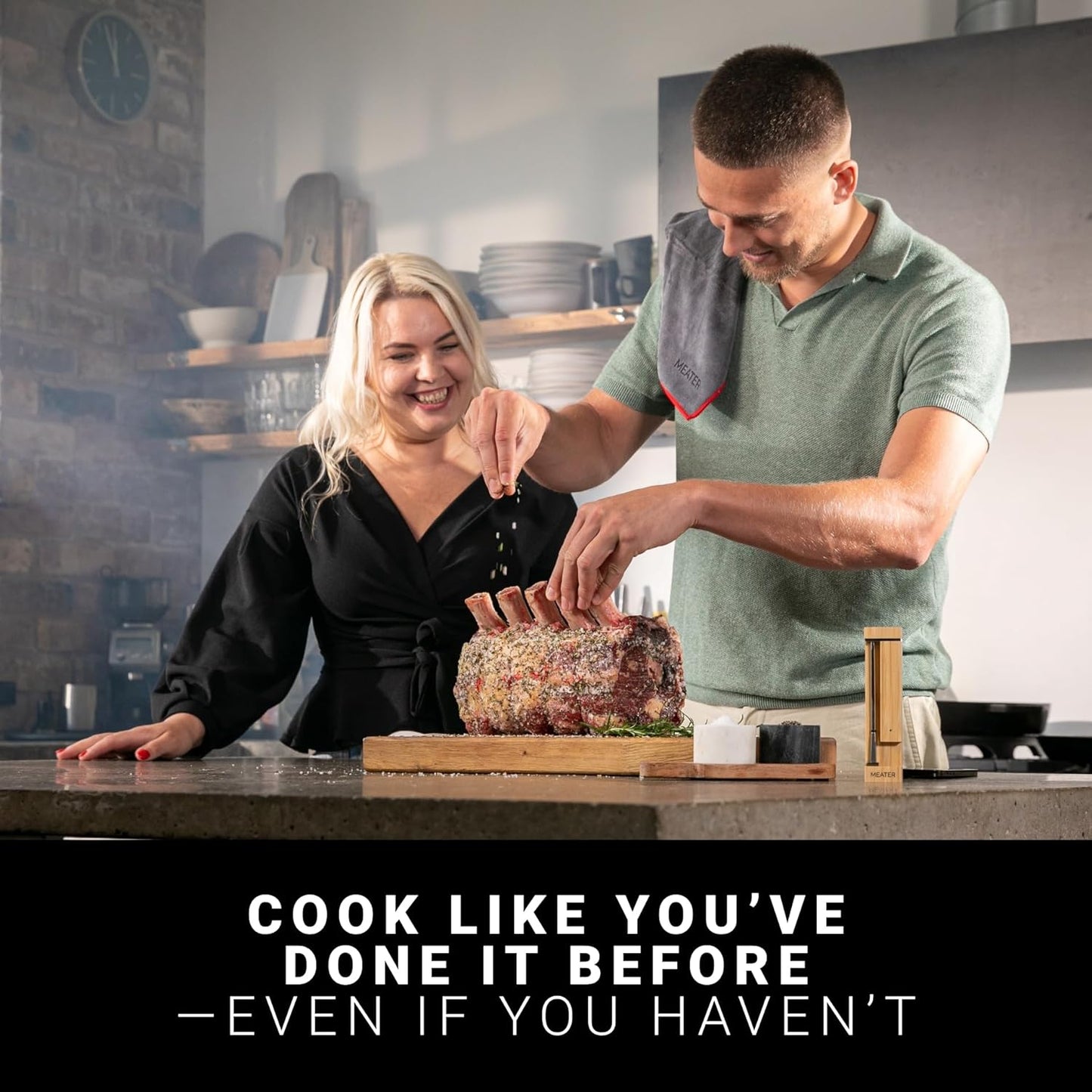 MEATER SE: Smart Bluetooth Meat Thermometer | Long-Range Wireless Probe for Oven, Grilling, Smoking, BBQ & Air Fryer | Dual Sensors & Guided Cook System | Black Charger