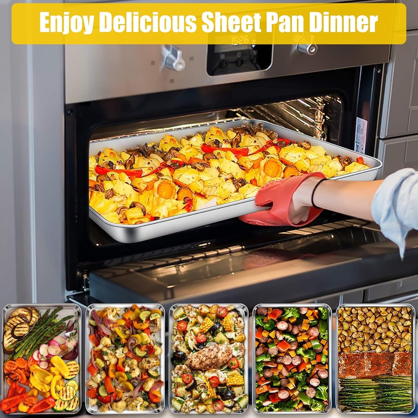 Homikit 1 Pack Baking Sheet, 18 x 13 Inches Stainless Steel Large Cookie Pan, Heavy Duty Metal Half Sheet Tray for Oven Baking Roasting Cooking, Rustproof & Nonstick, Dishwasher Safe