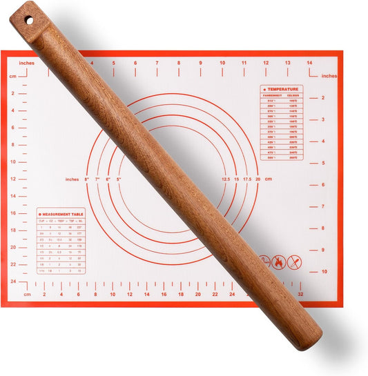 Versatile Rolling Pin for Dough - Sapele Wood Rolling Pin with Unique Hanging Hole Design - Perfect for Baking, Pies - Pastries, Elegant Wooden Rolling Pins - Your best 16 Inches French Rolling Pins