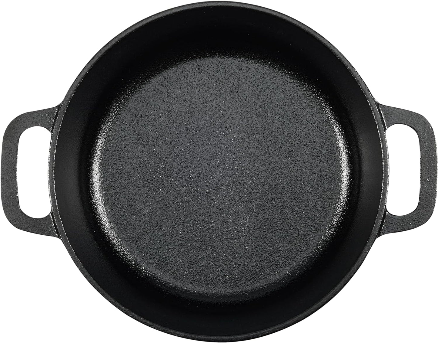 Amazon Basics Round Pre-Seasoned Cast Iron Mini Dutch Oven Pot with Lid and Dual Handles, 2-Quart, Black