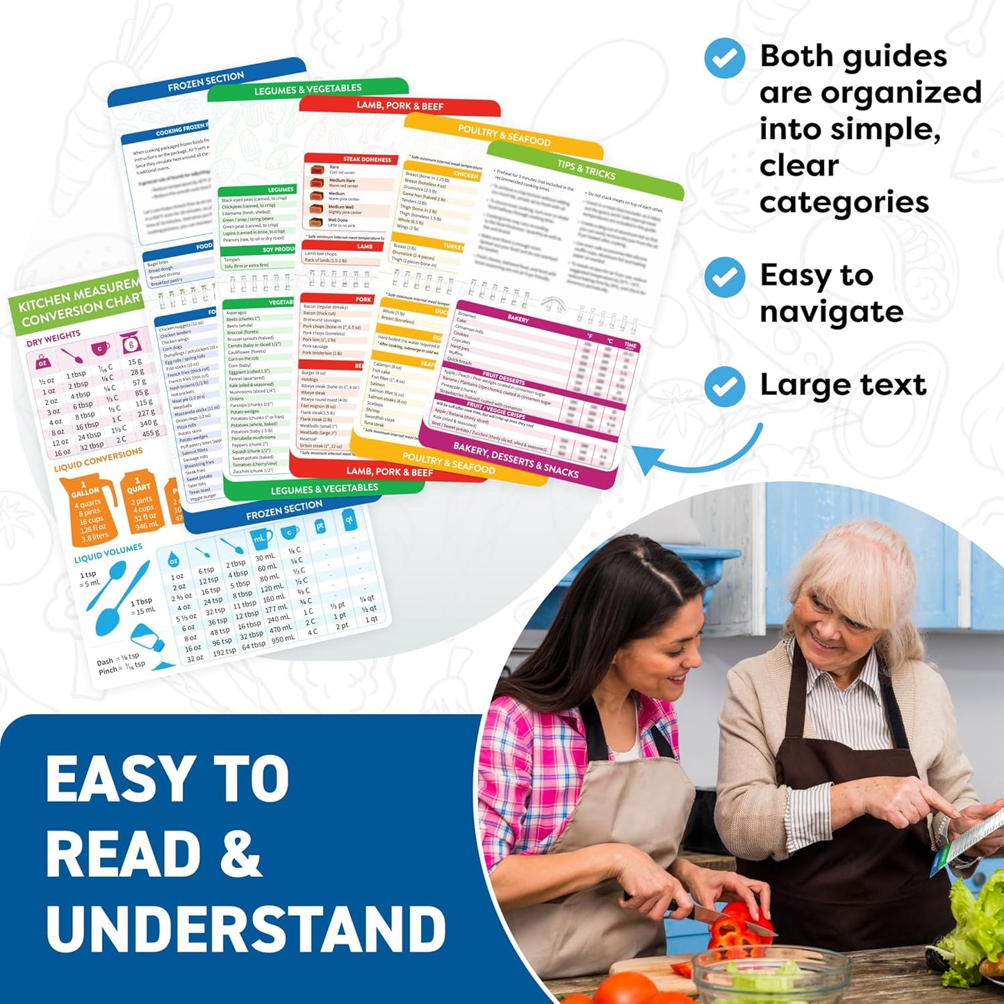 Air Fryer Cheat Sheet & Kitchen Conversion Chart Magnets - Set of Air Fryer Cooking Guide Booklet & Measurements Conversion Chart - Air Fryer Baking Kitchen Accessories - Kitchen Gifts Gadgets 2025