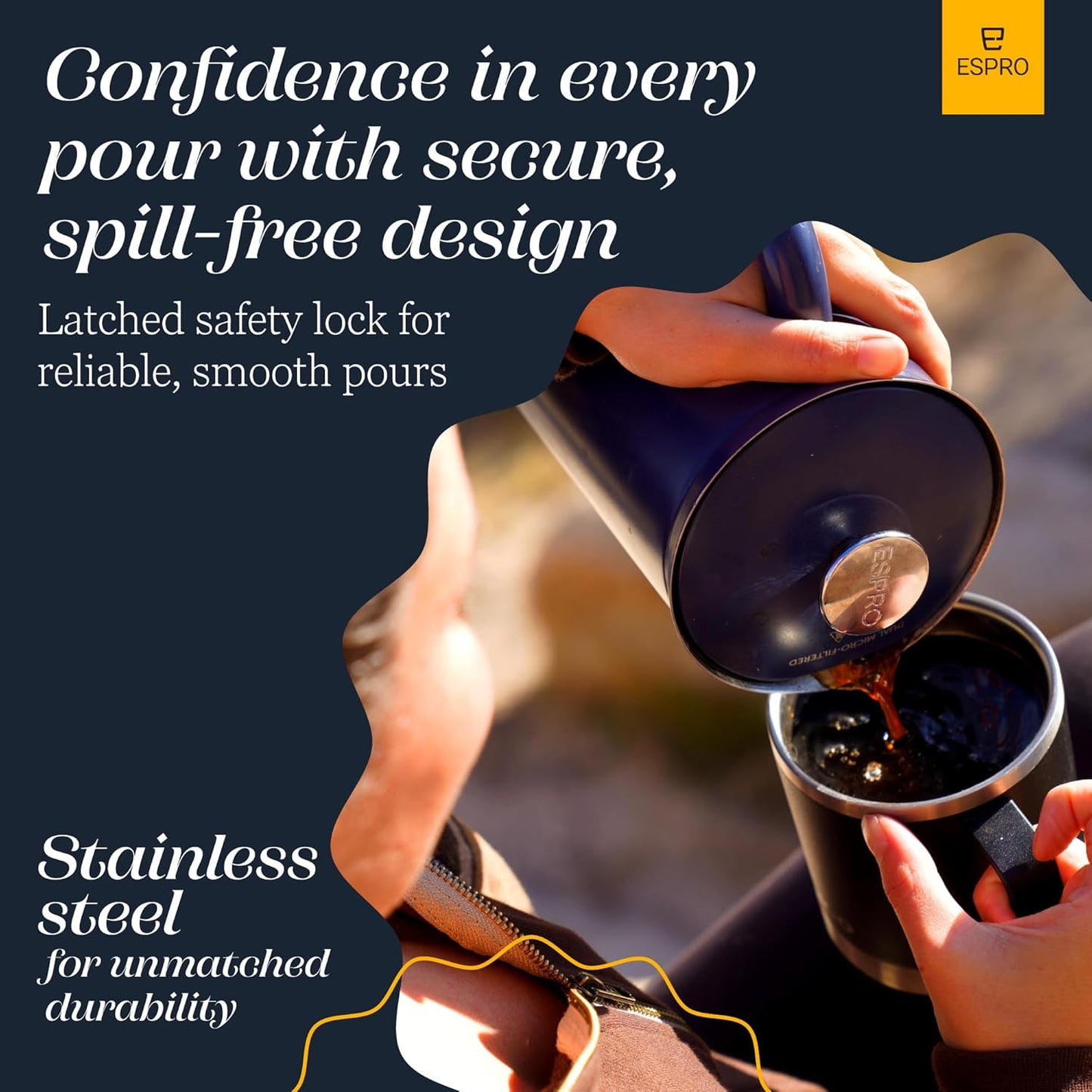 ESPRO P7 French Press Coffee Maker - Double-Walled Stainless Steel Insulated with Micro-Filter, 18 Ounces, Agean Blue