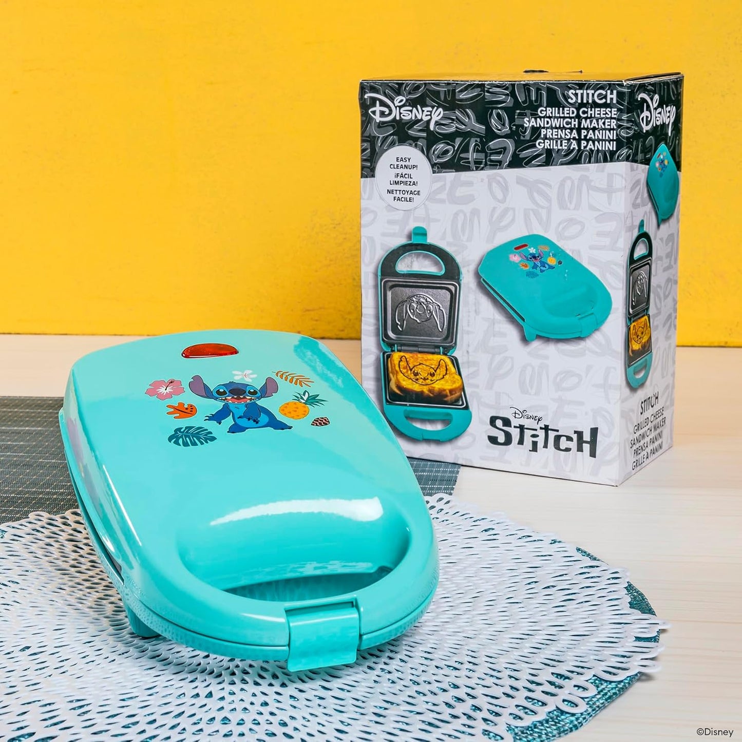 Uncanny Brands Disney Lilo and Stitch Single Sandwich Maker - Small Kitchen Appliance