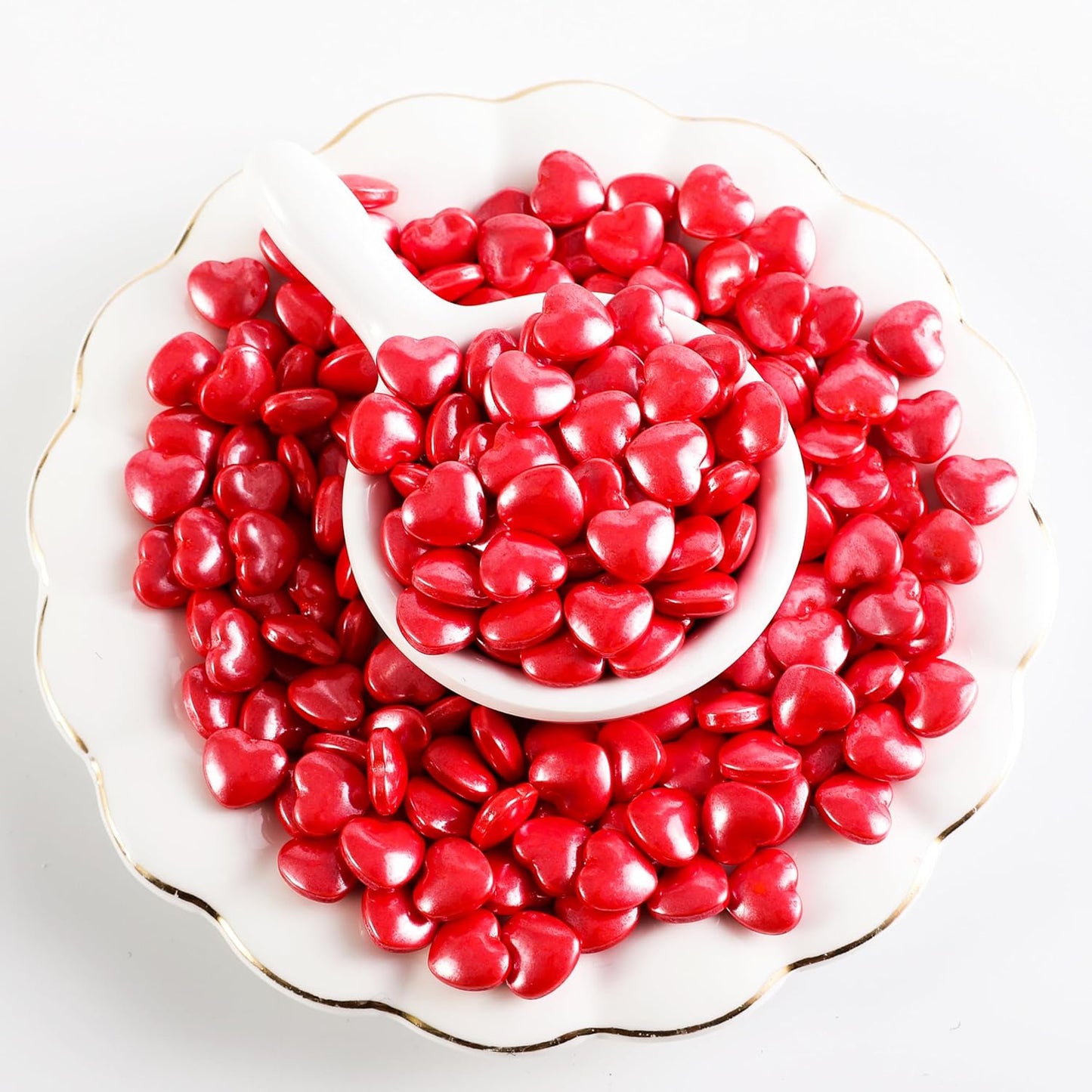 Kasvan Mixed Heart Shapes Sprinkles - Edible Candy Pearls 130g/4.58 Oz, Mix Size, Baking Cake Decorations, Ice Cream Toppings and Cookie Decorating, Wedding Party Chirstmas Supplies (Red)