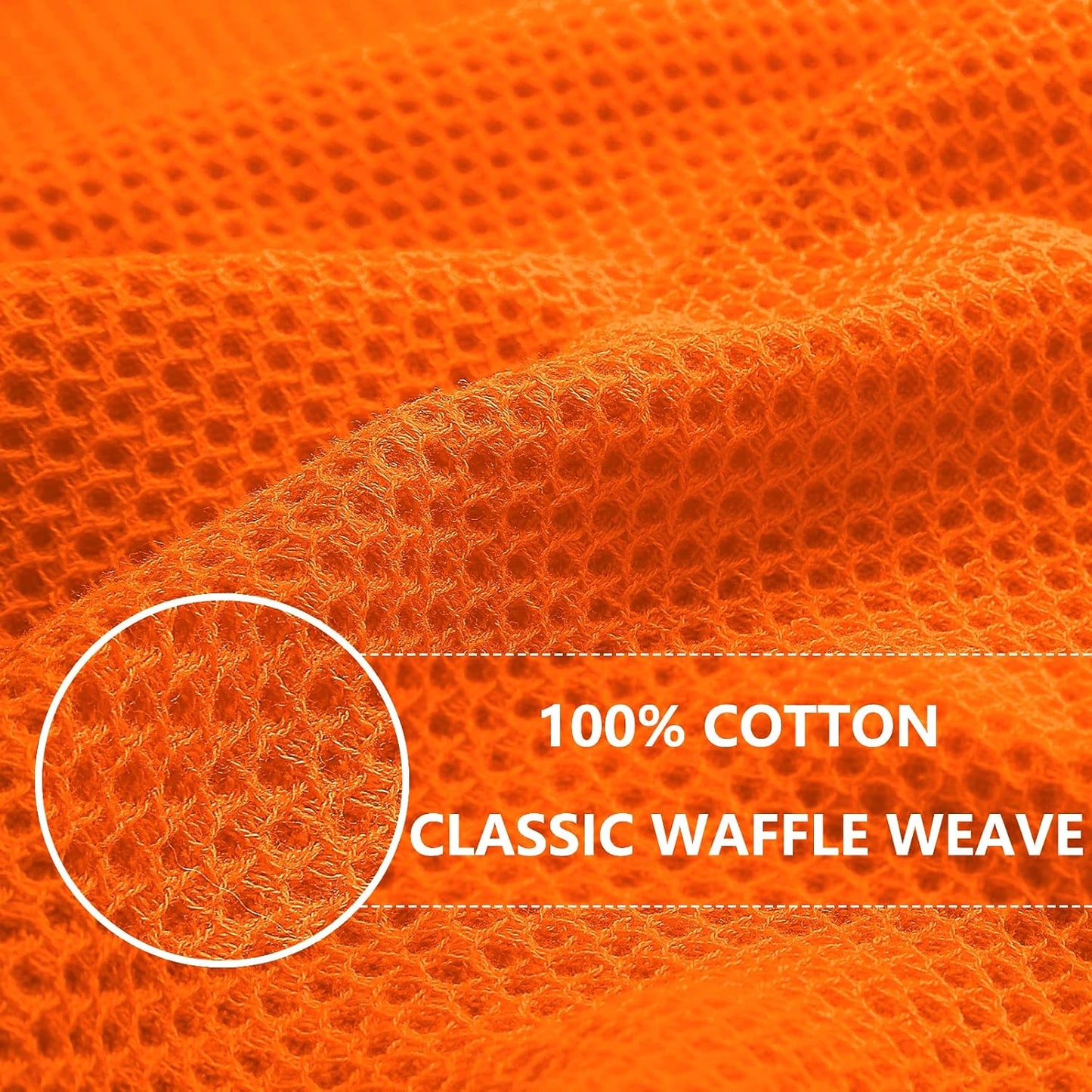 Homaxy 100% Cotton Waffle Weave Kitchen Dish Cloths, Ultra Soft Absorbent Quick Drying Dish Towels, 12 x 12 Inches, 8-Pack, Orange