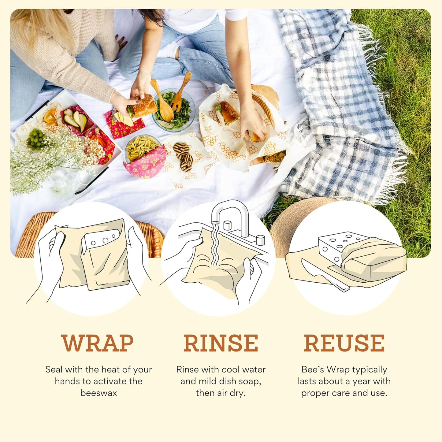 Bee's Wrap Beeswax Wraps for Food - Botanical Bread Wrap - Made in USA Reusable Bread Storage Bags - Organic & Eco-Friendly Alternative to Aluminum Foil, Sourdough Bags & Plastic Wrap