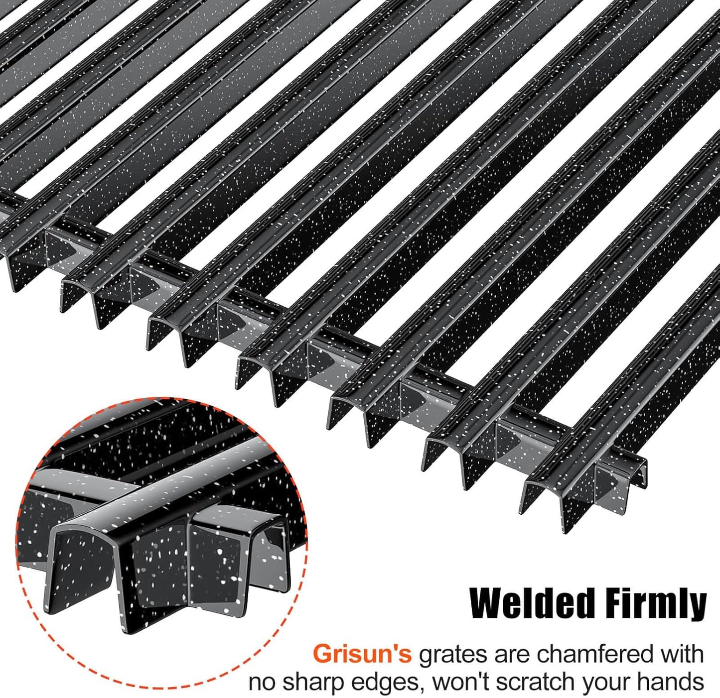 7525 Grill Grates for Weber Spirit 300 Series, E310, E320 Gas Gill with Front Control Panel, Spirit 700, 17 1/4" Cooking Grates for Genesis Silver B/C, Genesis Gold B/C, Porcelain Enameled, 2 Pack