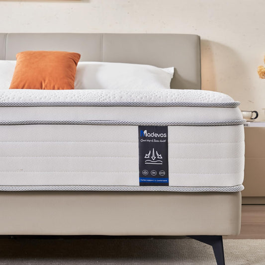 King Mattress, 12 Inch Hybrid Mattress in a Box, Memory Foam and Individual Pocket Springs, Fiberglass Free, Soft and Breathable, Medium Firm Feel