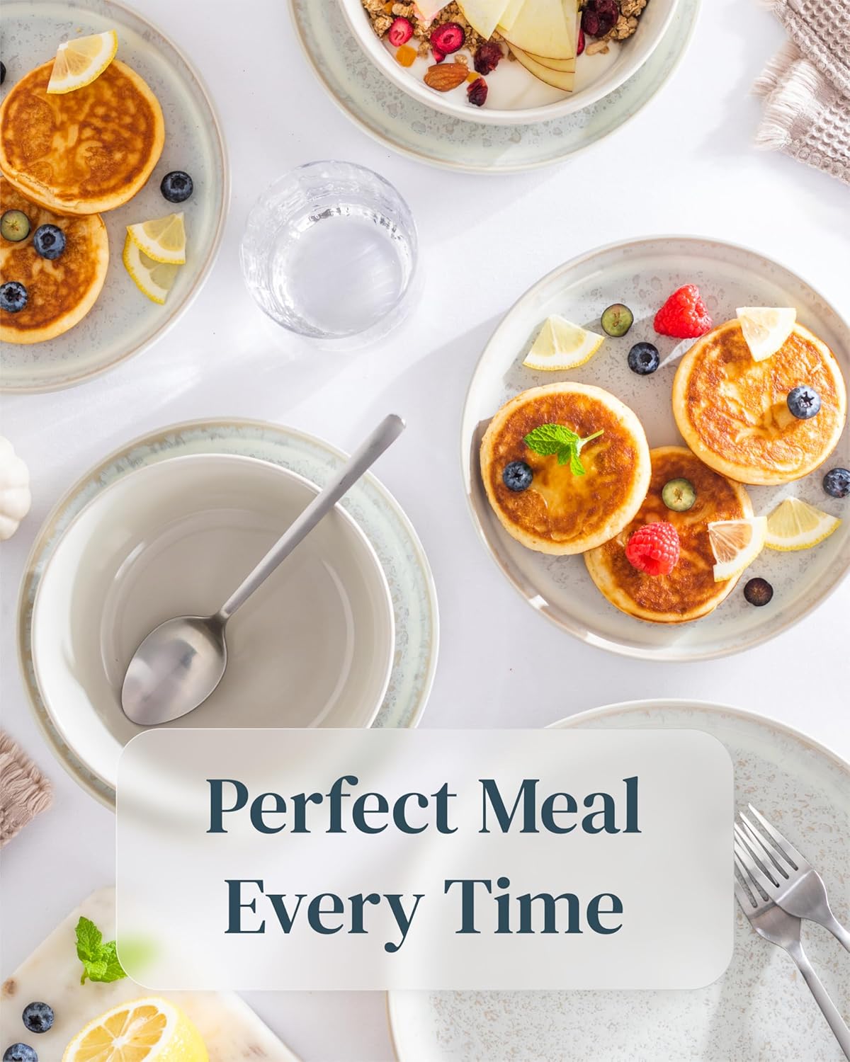 Stoneware dinnerware set 8 persons 24 pcs - Mediterranean dinnerware set, dishwasher, microwave and scratch resistant - bowl and plate set - dinnerware Pure Living Light Beige…